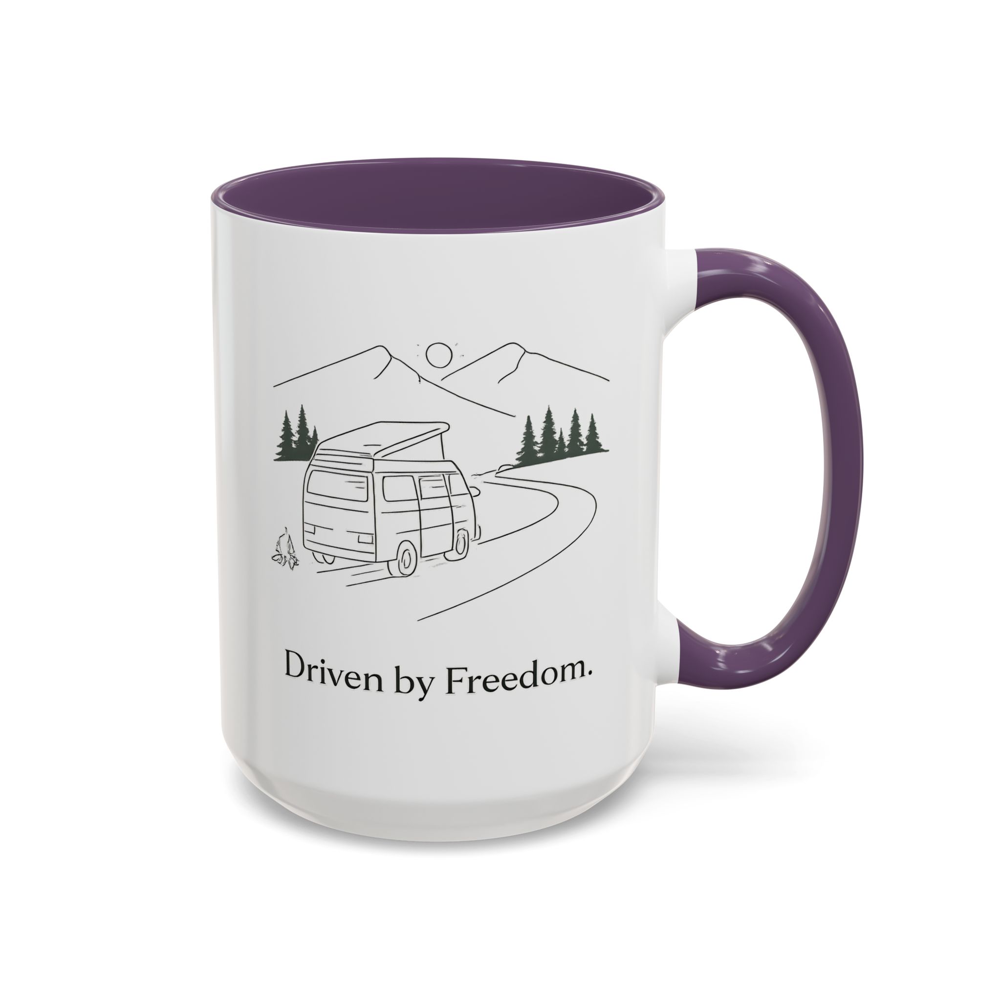 Accent Coffee Mug (11, 15oz) — "Driven By Freedom" Design Minimal-Line