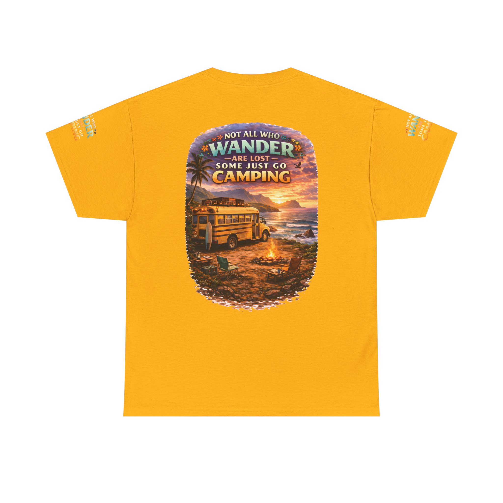 Unisex Heavy Cotton Tee — "Not All Who Wander Are Lost" Design Scenic-Line