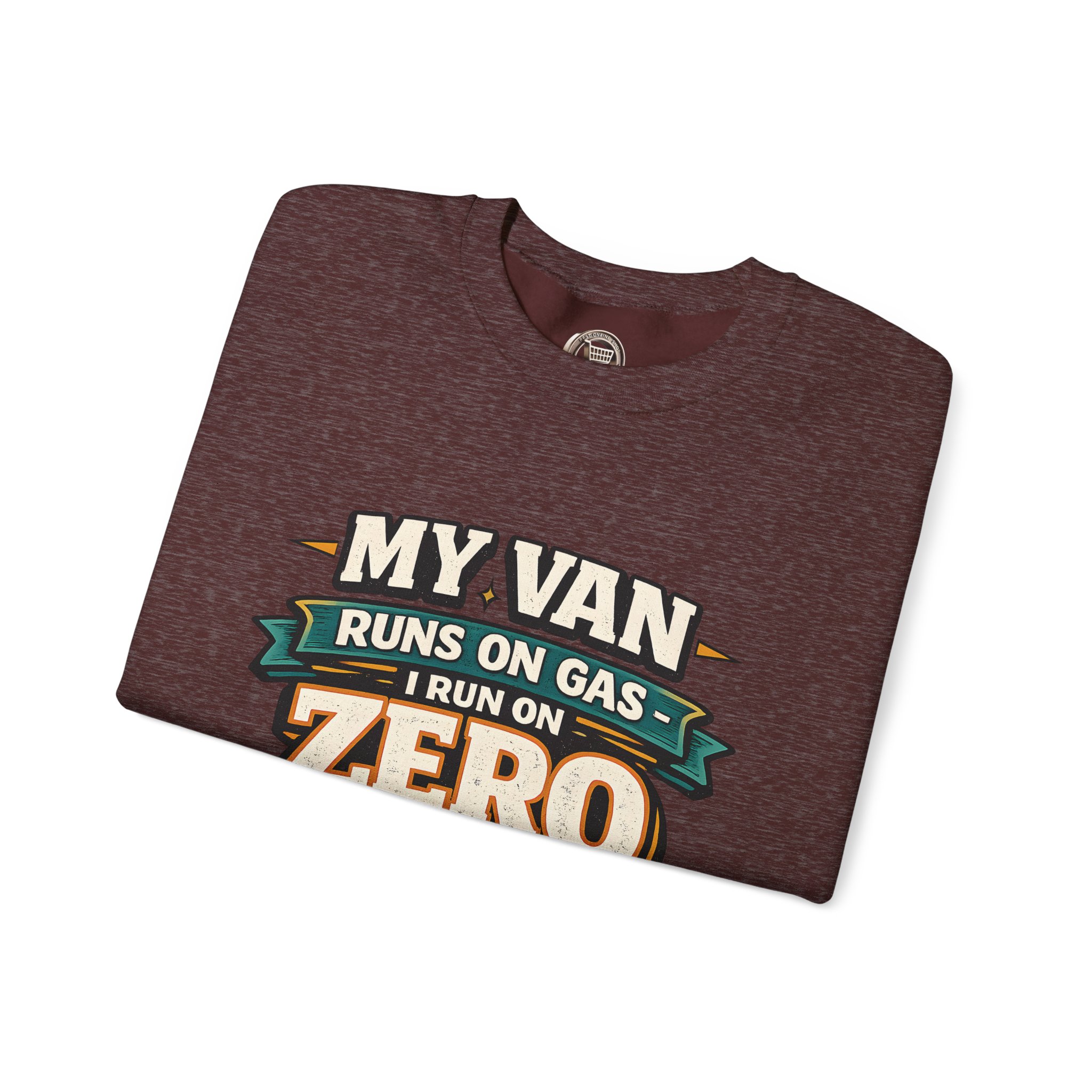 Unisex Heavy Blend™ Crewneck Sweatshirt — "My Van Runs On Gas" Design F**K-Line
