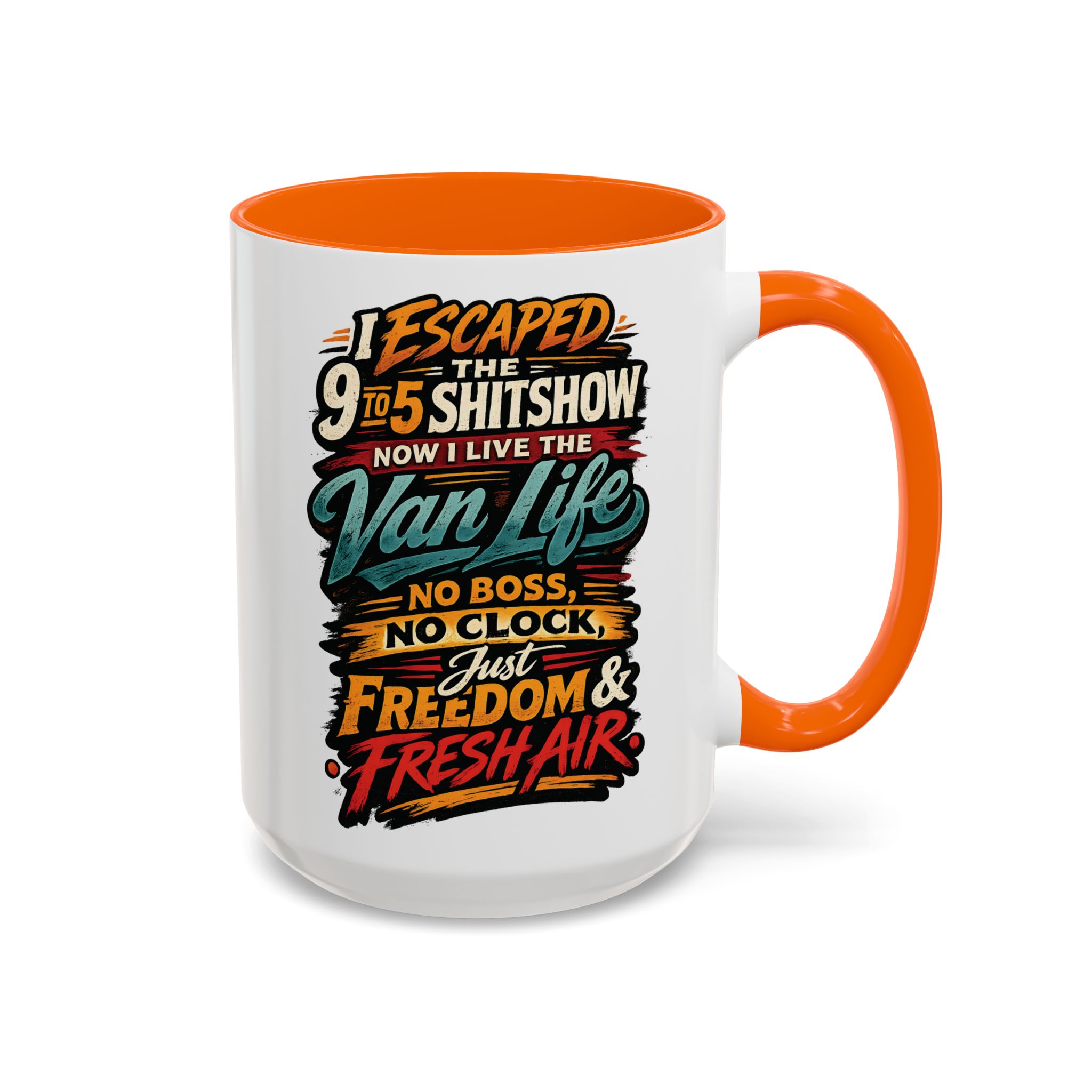 14927712366412733079_2048.jpeg Accent Coffee Mug (11, 15oz) — "I Escaped The 9 To 5" Design F**K-Line