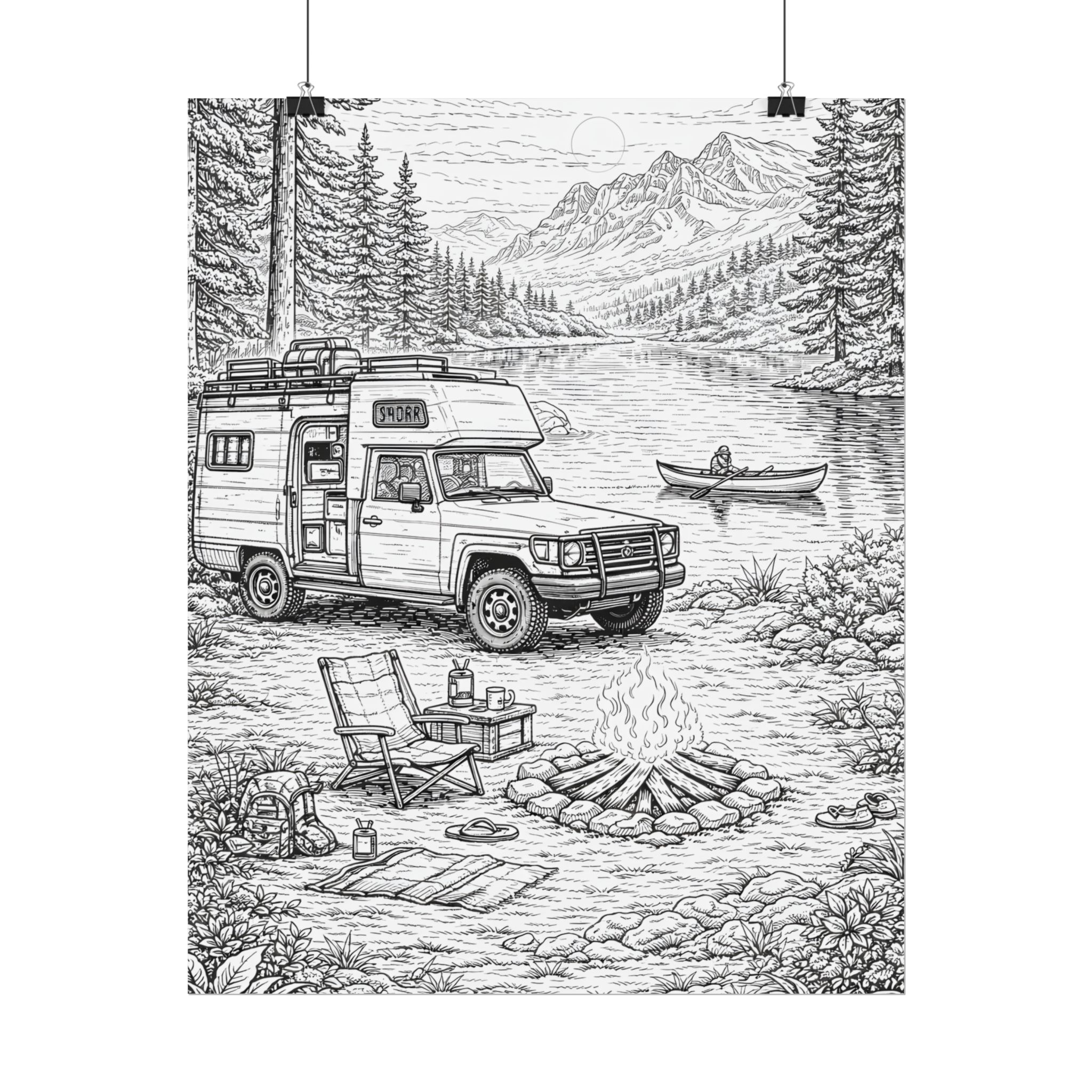 Campervan Poster — Vintage RV Camping Landscape Wall Art