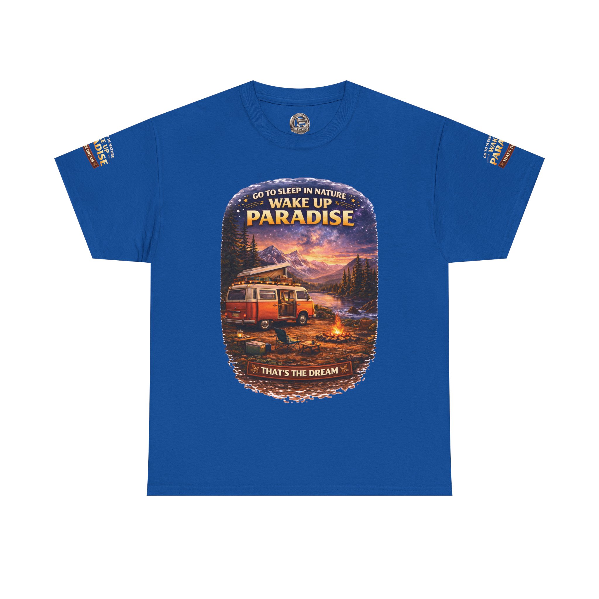 Unisex Heavy Cotton Tee — "Go To Sleep In Nature " Design Scenic-Line