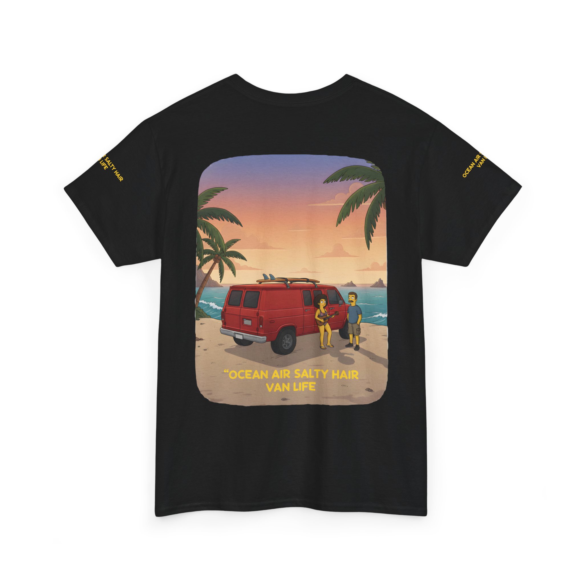 Unisex Heavy Cotton Tee — "Ocean Air Salty Hair Van Life" Design Sitcom-Line