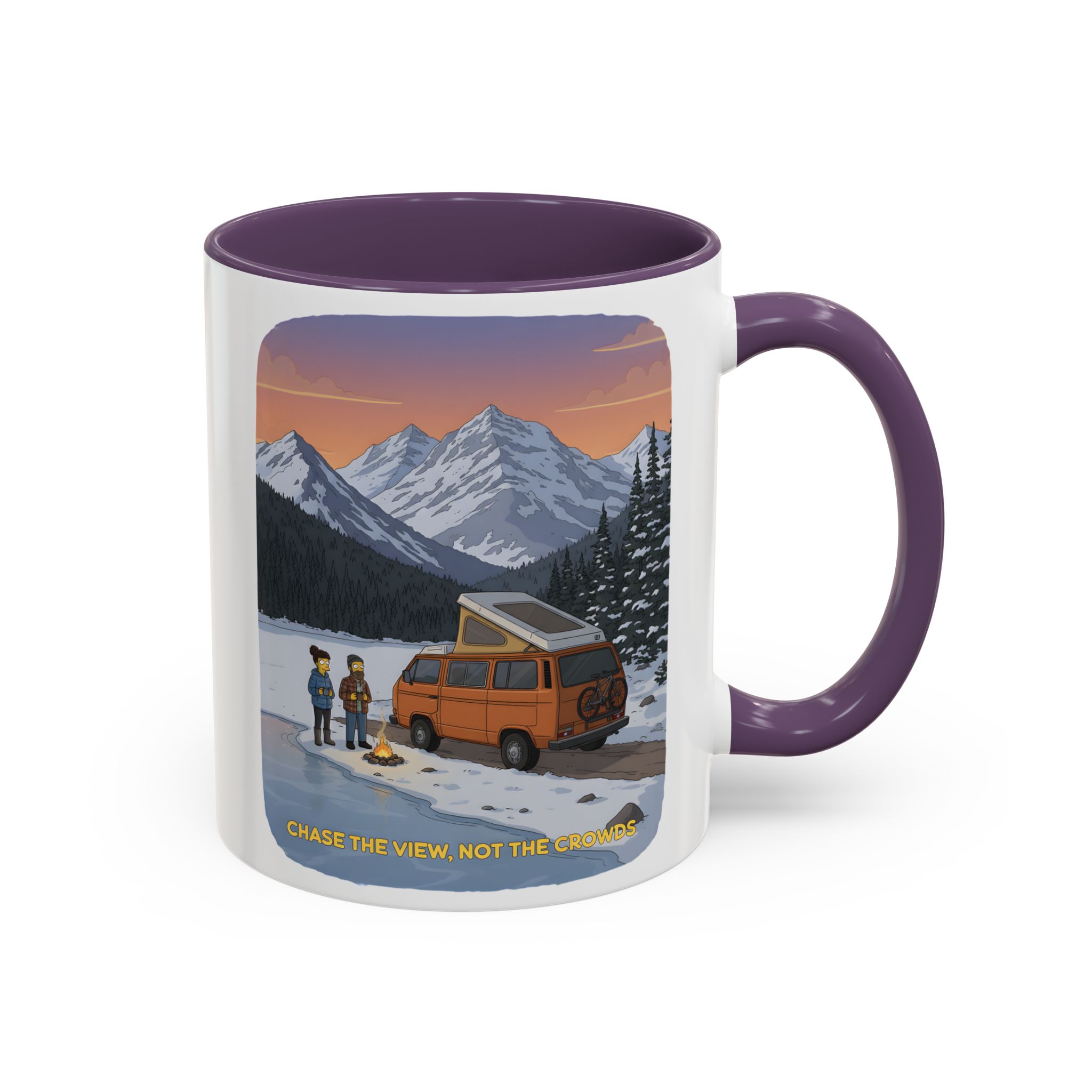 Accent Coffee Mug (11, 15oz) — "Chase The Views-Not The Crowds"" Design Sitcom-Line