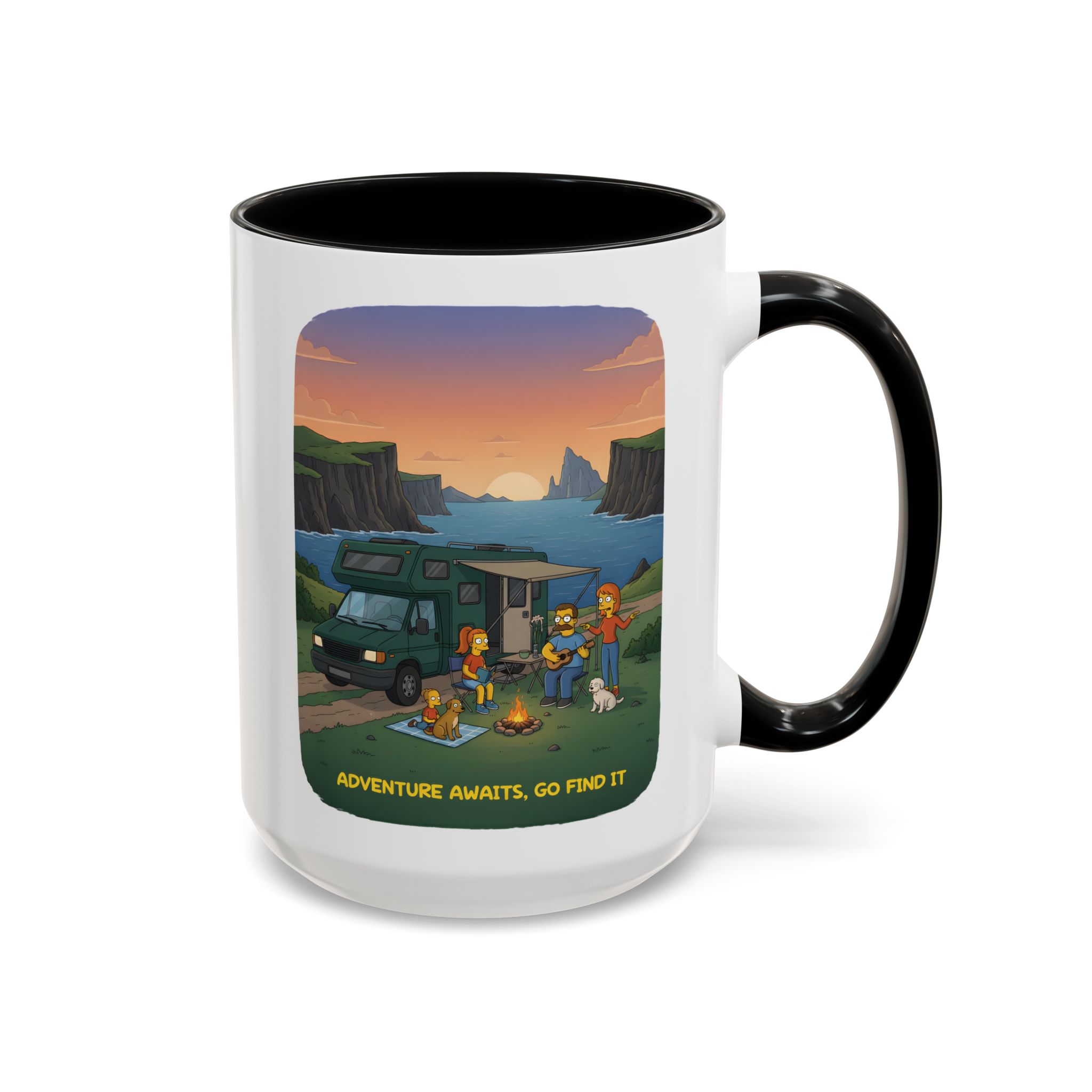 Accent Coffee Mug (11, 15oz) — "Adventure Awaits-Go Find It"" Design Sitcom-Line