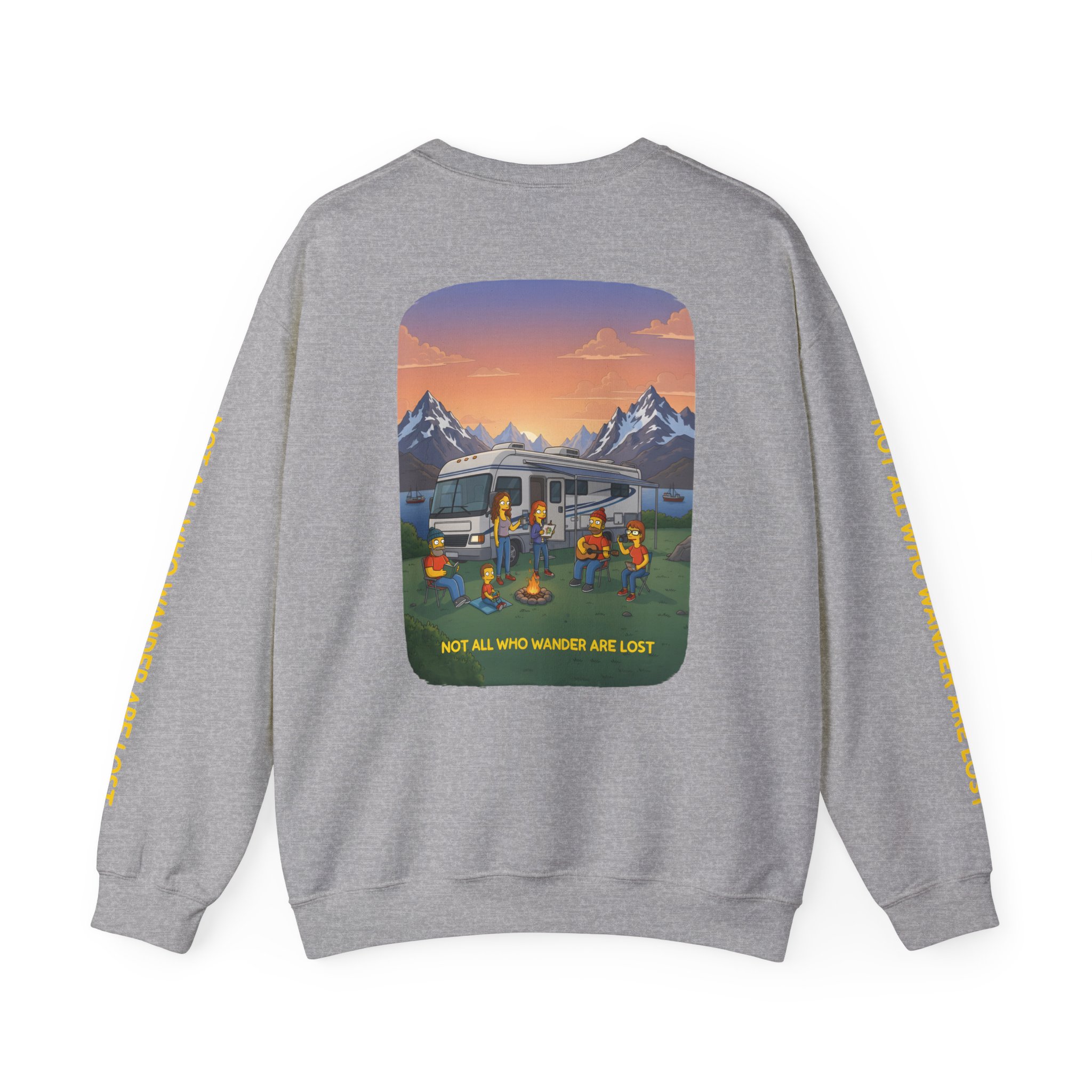 Unisex Heavy Blend™ Crewneck Sweatshirt — "Not All Who Wander Are Lost" Design Sitcom-Line