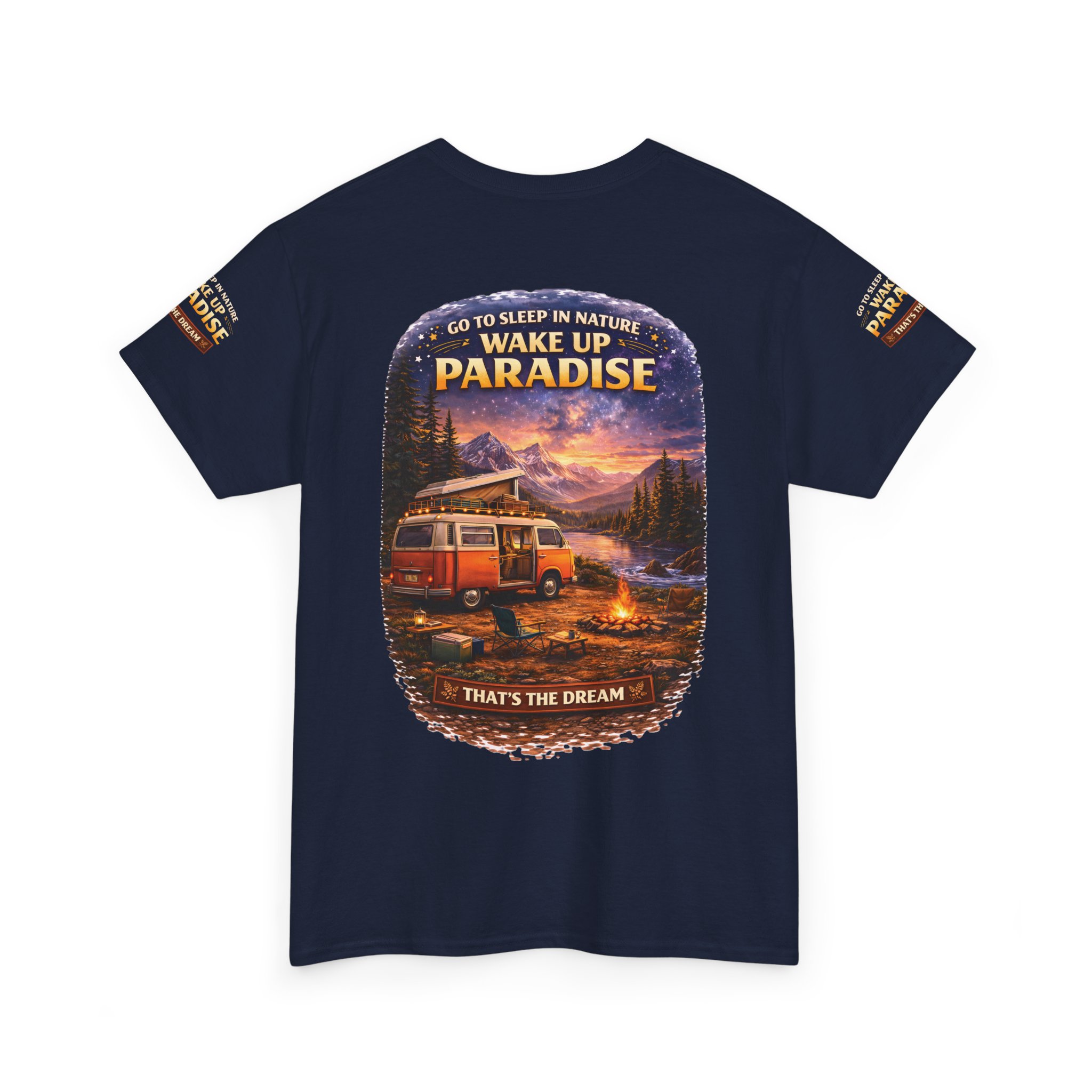 Unisex Heavy Cotton Tee — "Go Sleep In Nature" Design Scenic-Line