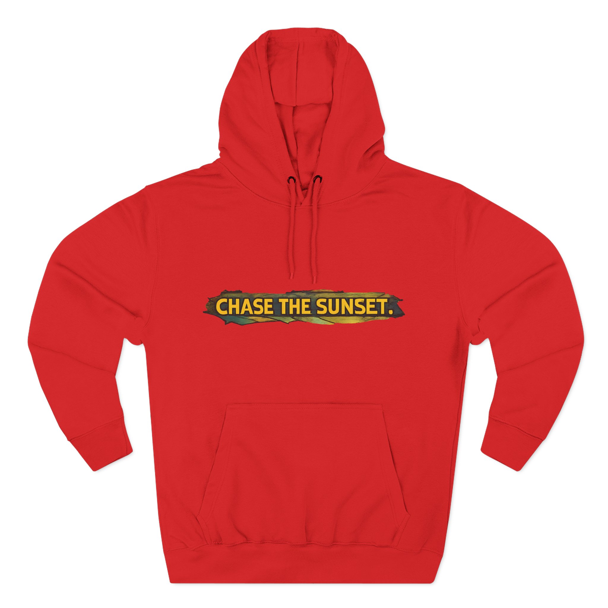 Three-Panel Fleece Hoodie - "Chase The Sunset" Design Cubic-Line