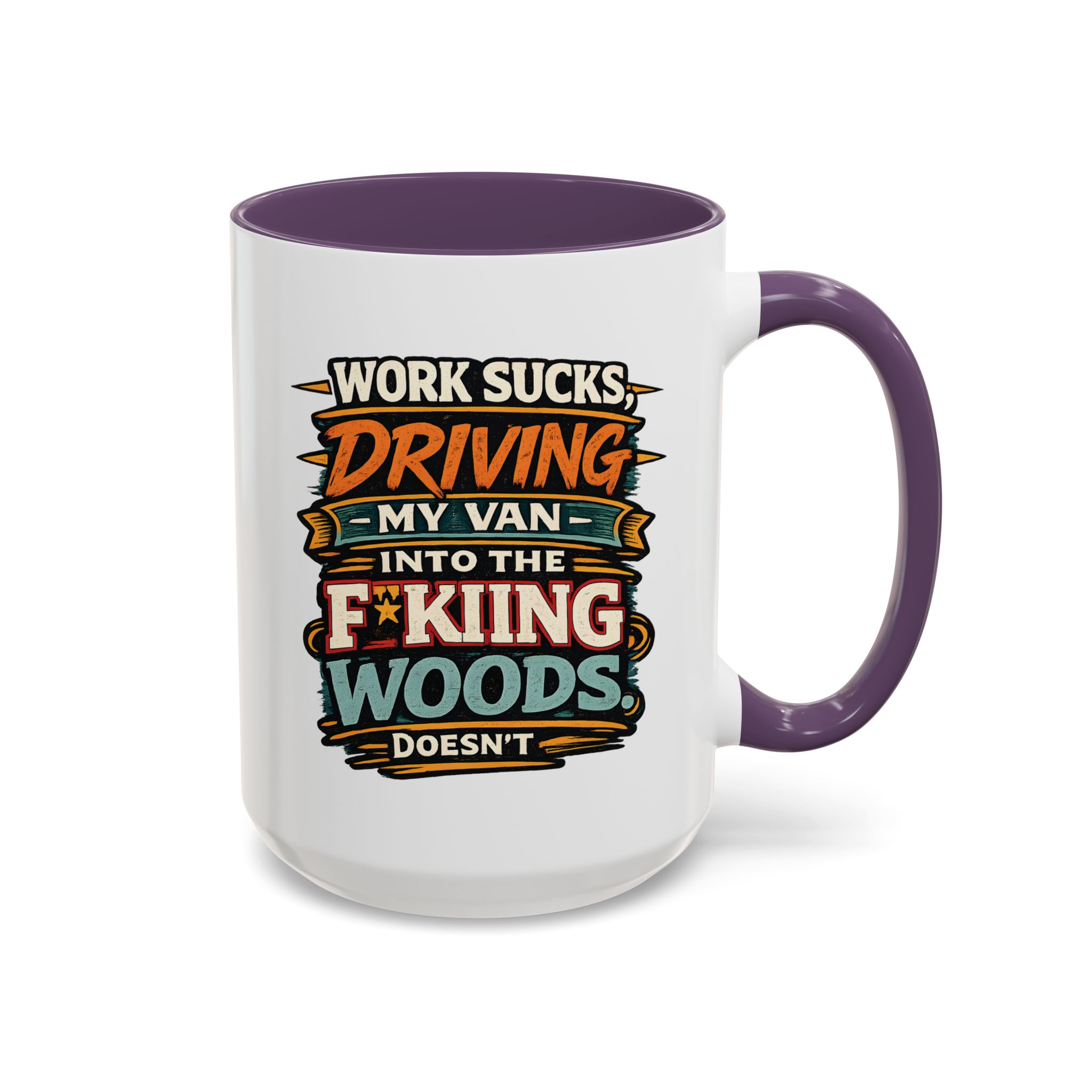 Accent Coffee Mug (11, 15oz) — "Work Sucks" Design F**K-Line