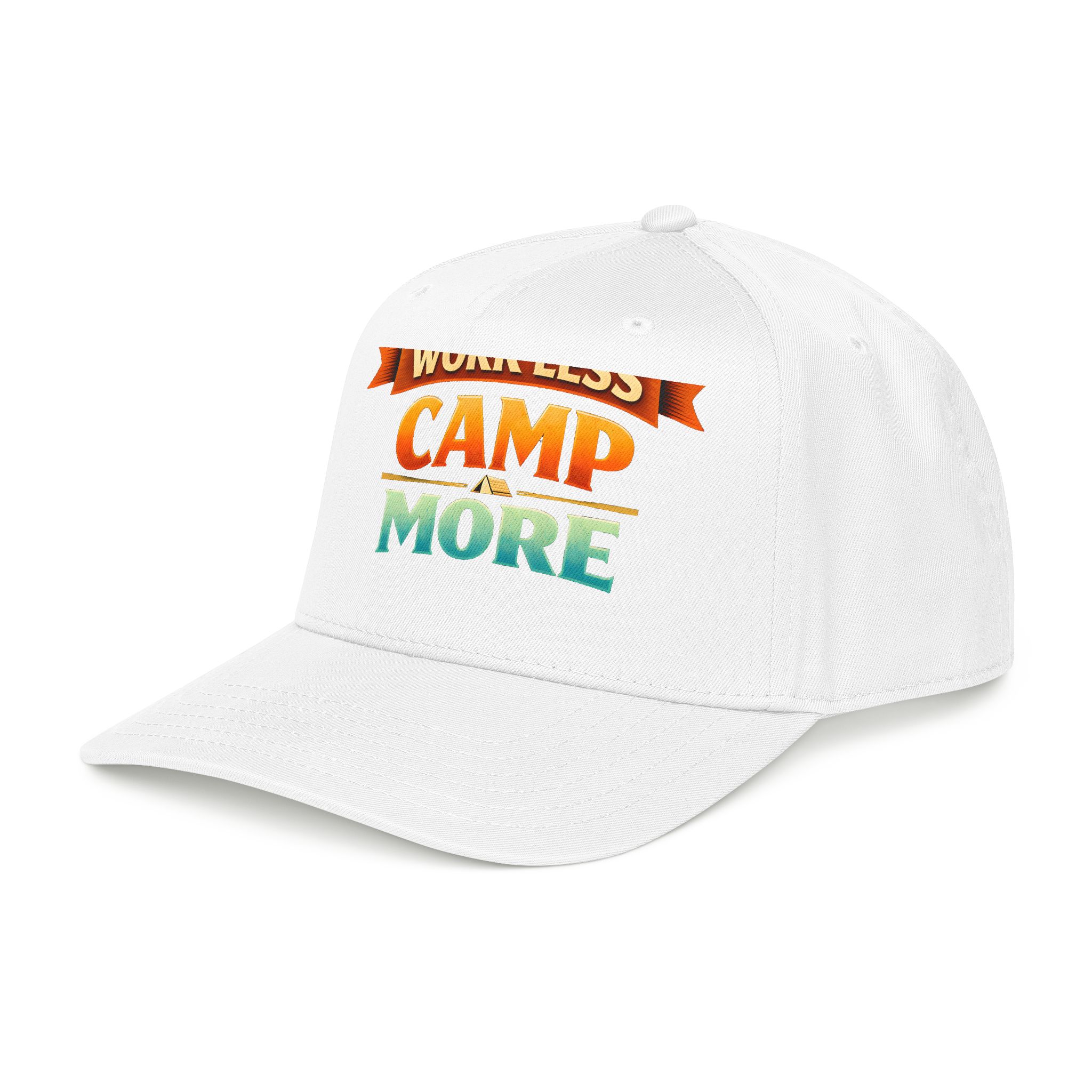 Baseball Cap - "Work Less-Camp More" Design Scenic-Line