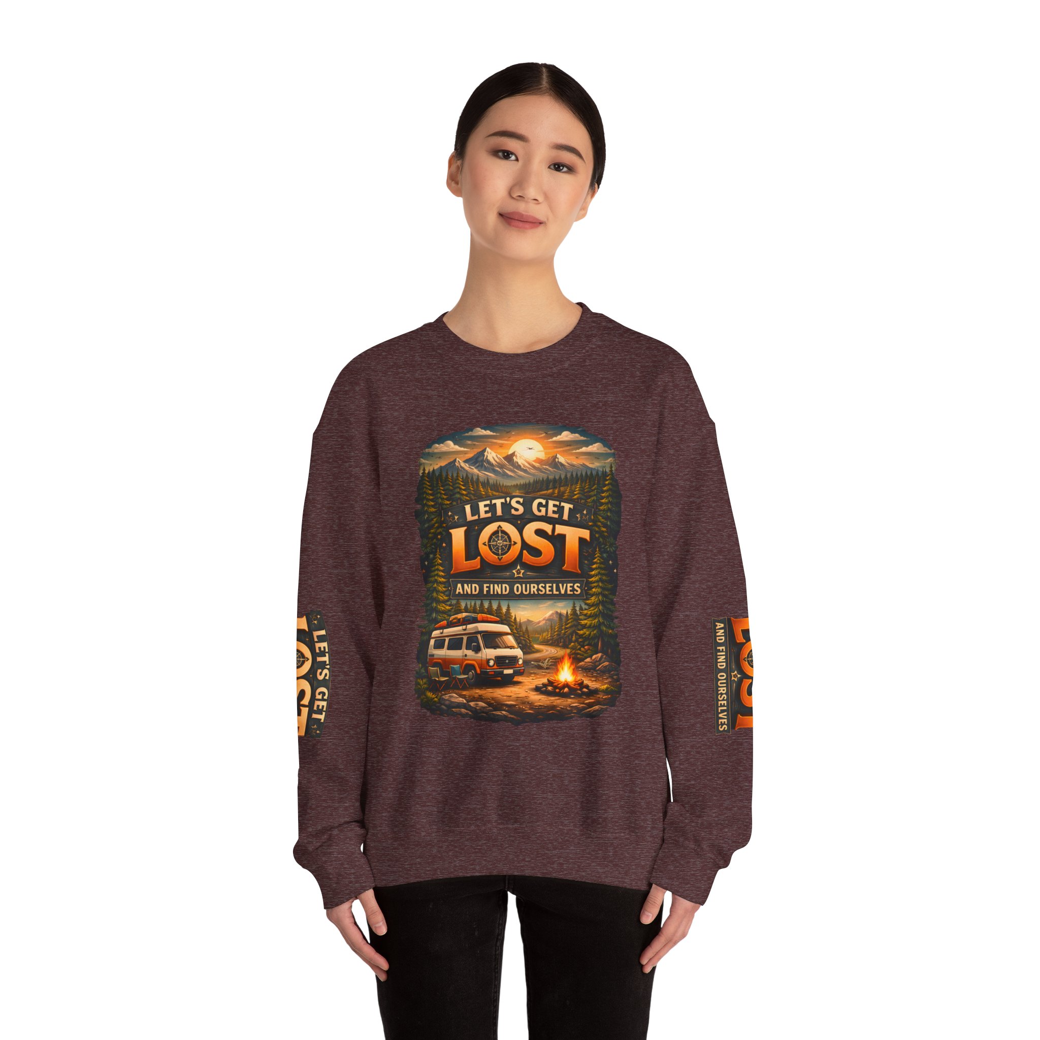Unisex Heavy Blend™ Crewneck Sweatshirt — "Let´s Get Lost And Found Ourselfs" Design Scenic-Line