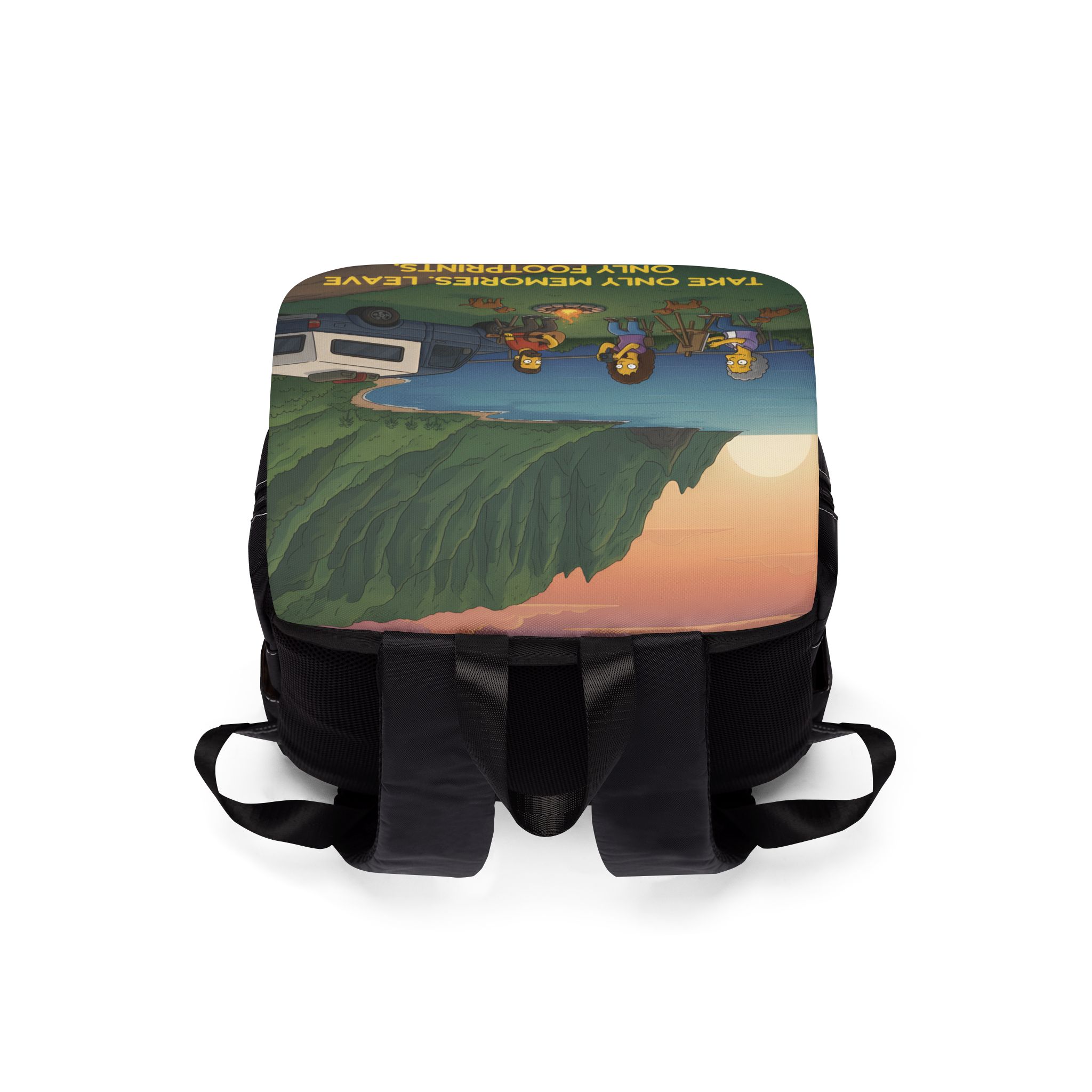 Unisex Casual Shoulder Backpack — "Take Only Memories-Leave Only Footprints" Design Sitcom-Line