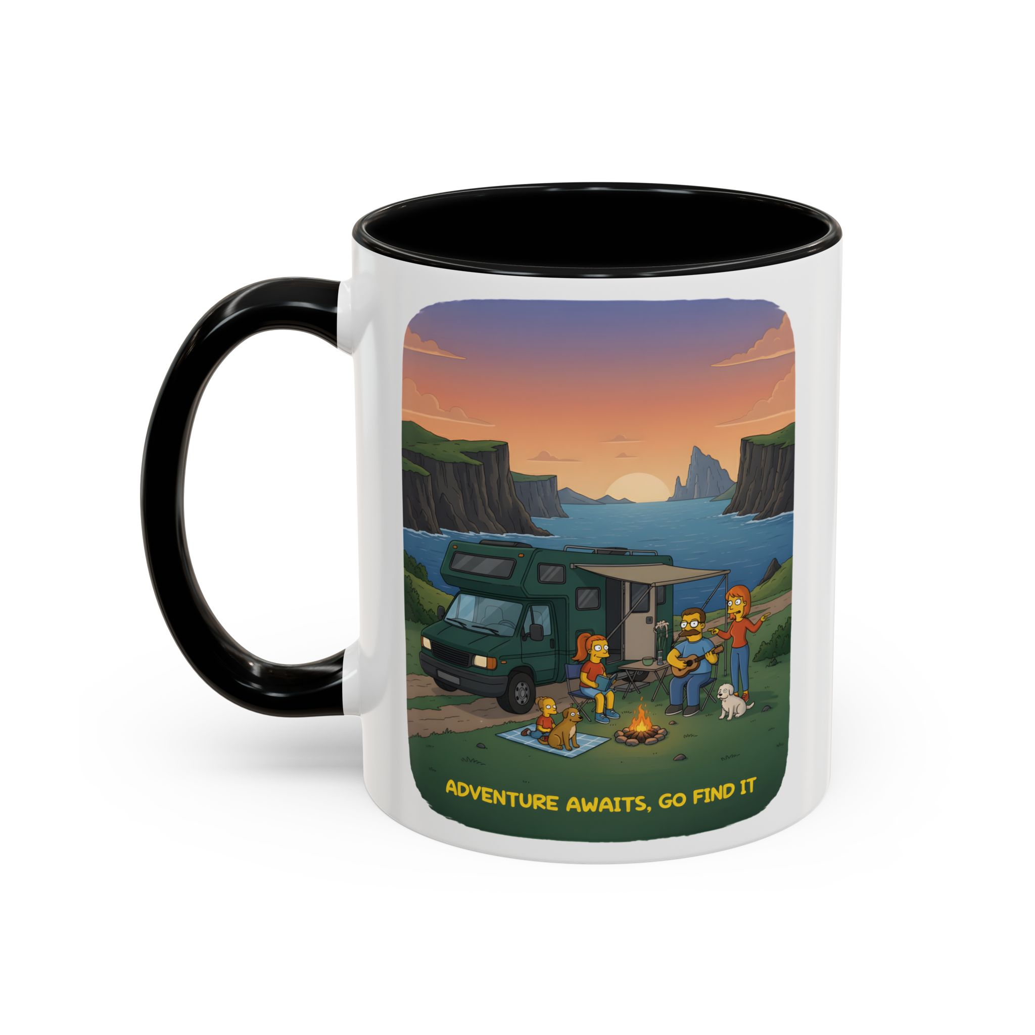 Accent Coffee Mug (11, 15oz) — "Adventure Awaits-Go Find It"" Design Sitcom-Line