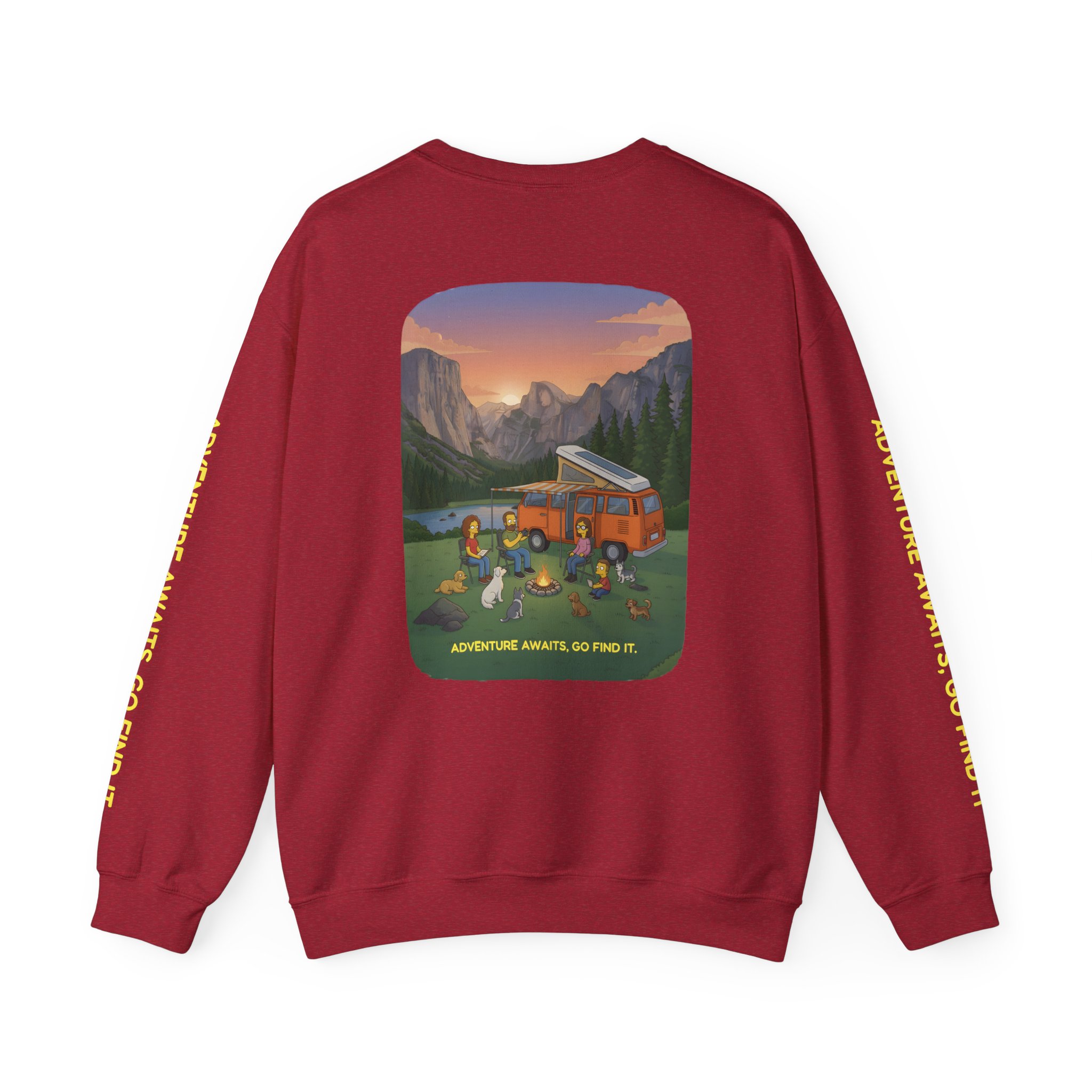 Unisex Heavy Blend™ Crewneck Sweatshirt — "Adventure Awaits-Go Find It"" Design Sitcom-Line