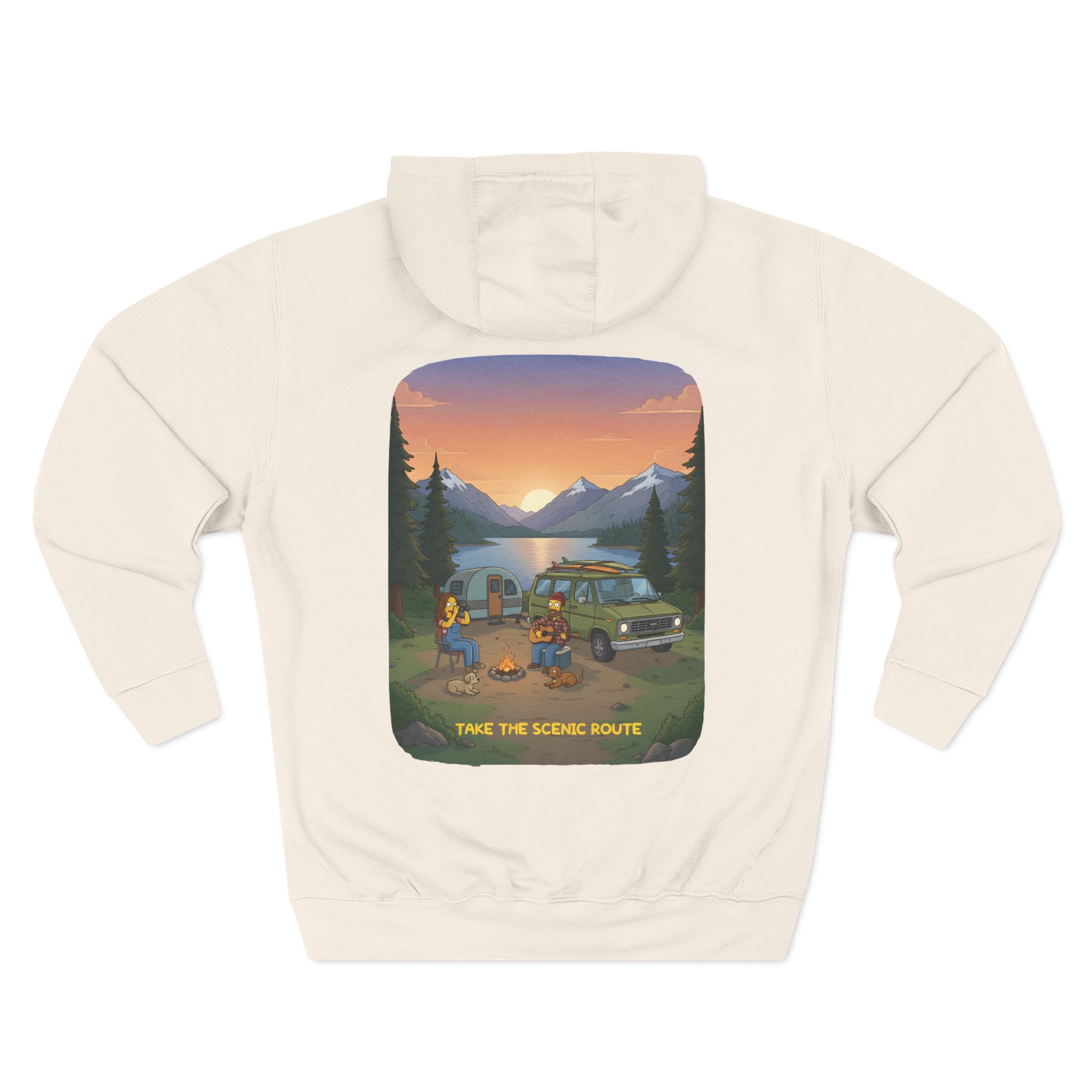 Three-Panel Fleece Hoodie - "Take The Scenic Route" Design Sitcom-Line