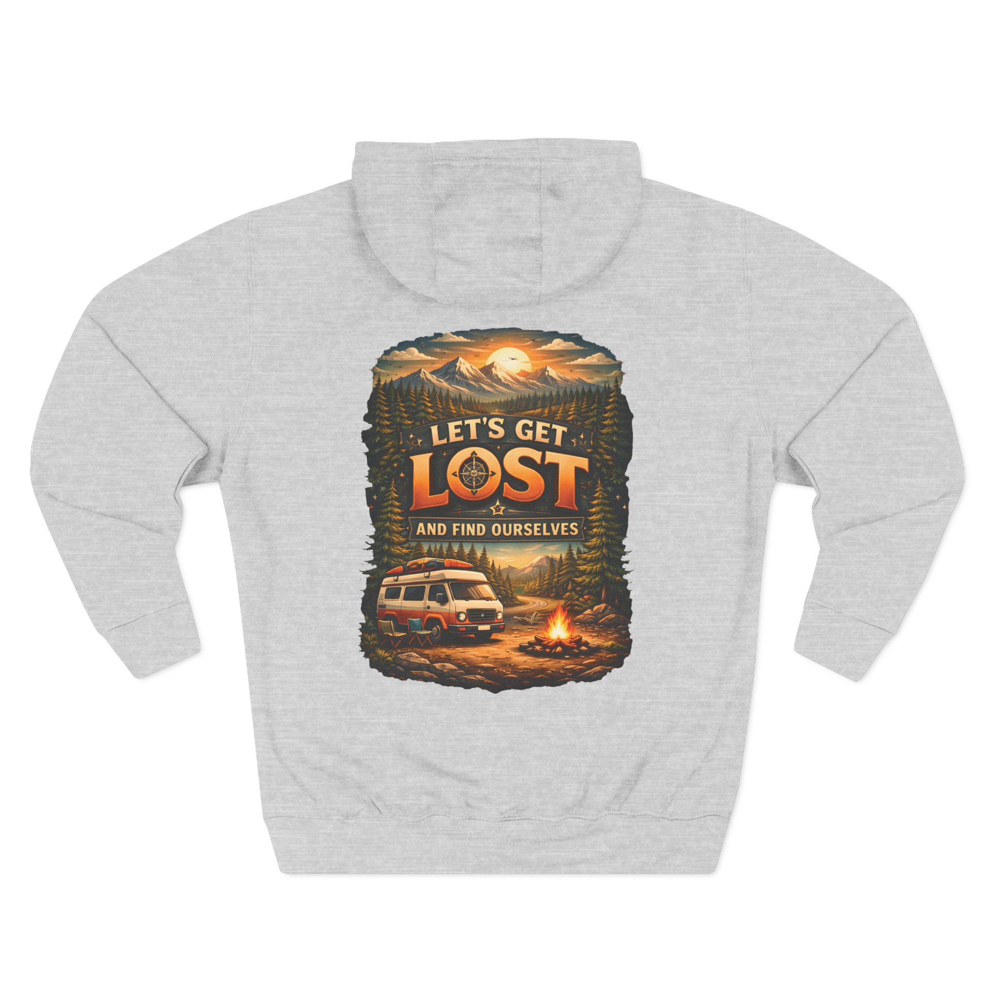 Three-Panel Fleece Hoodie - "Let´s Get Lost And Found Ourselfs" Design Scenic-Line