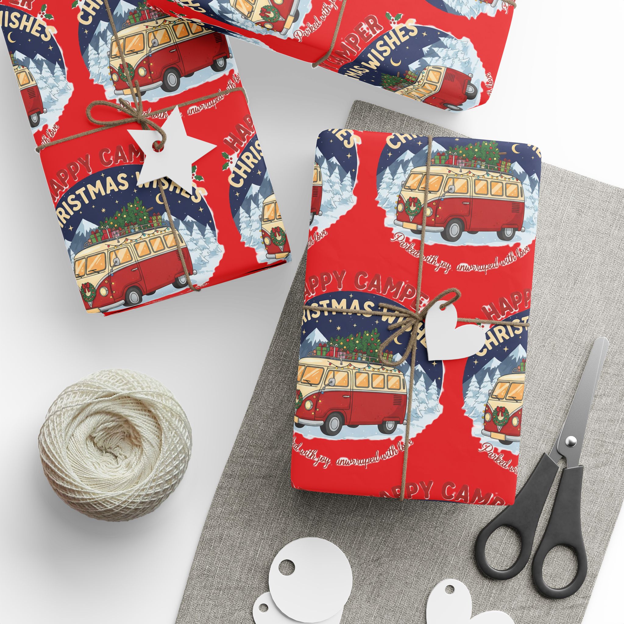 Christmas Camper Wrapping Paper - Retro RV Holiday Gift Wrap