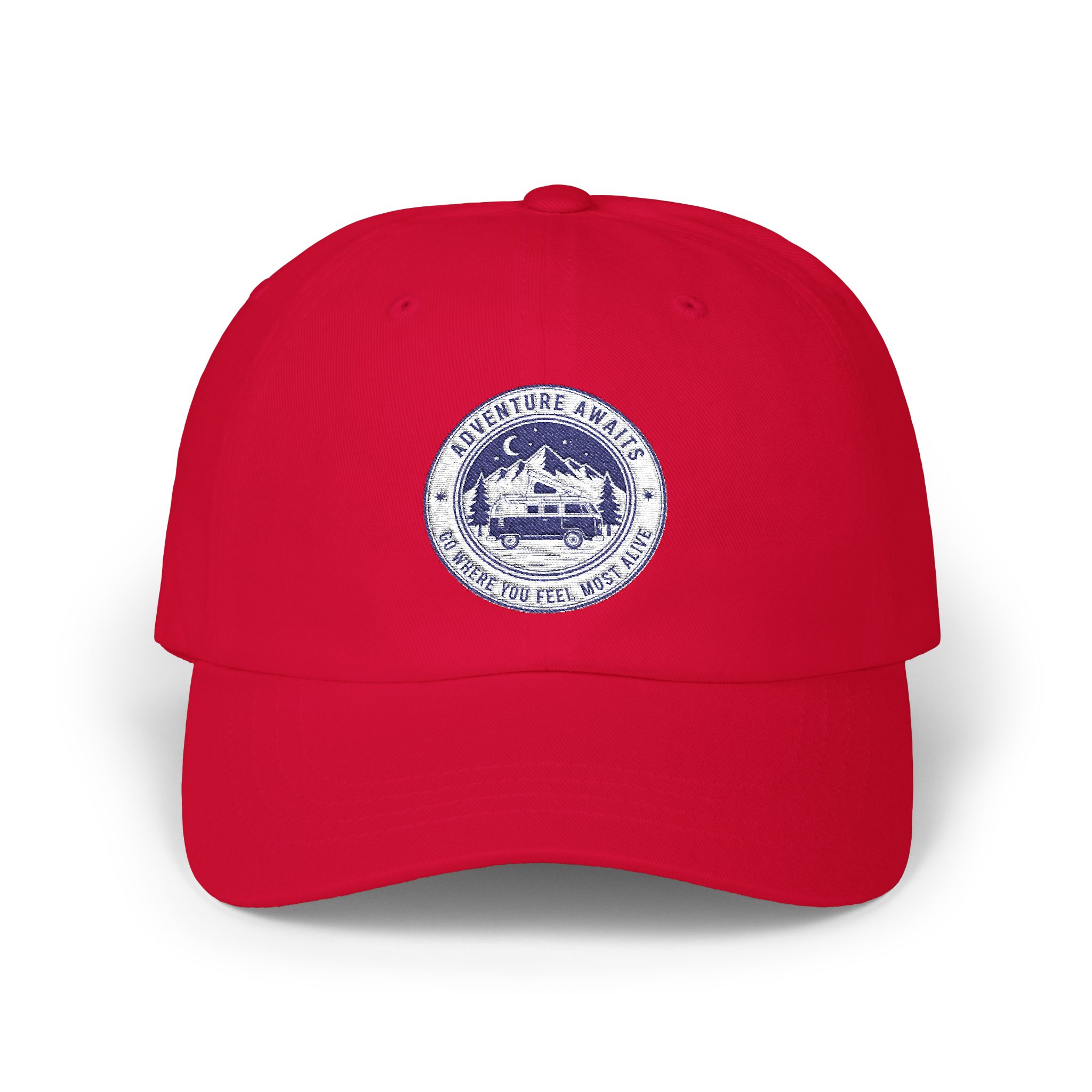 Dad Cap - "Adventure Awaits-Go Where You Feel Most Alive" Vintage National Park Stamp Hat