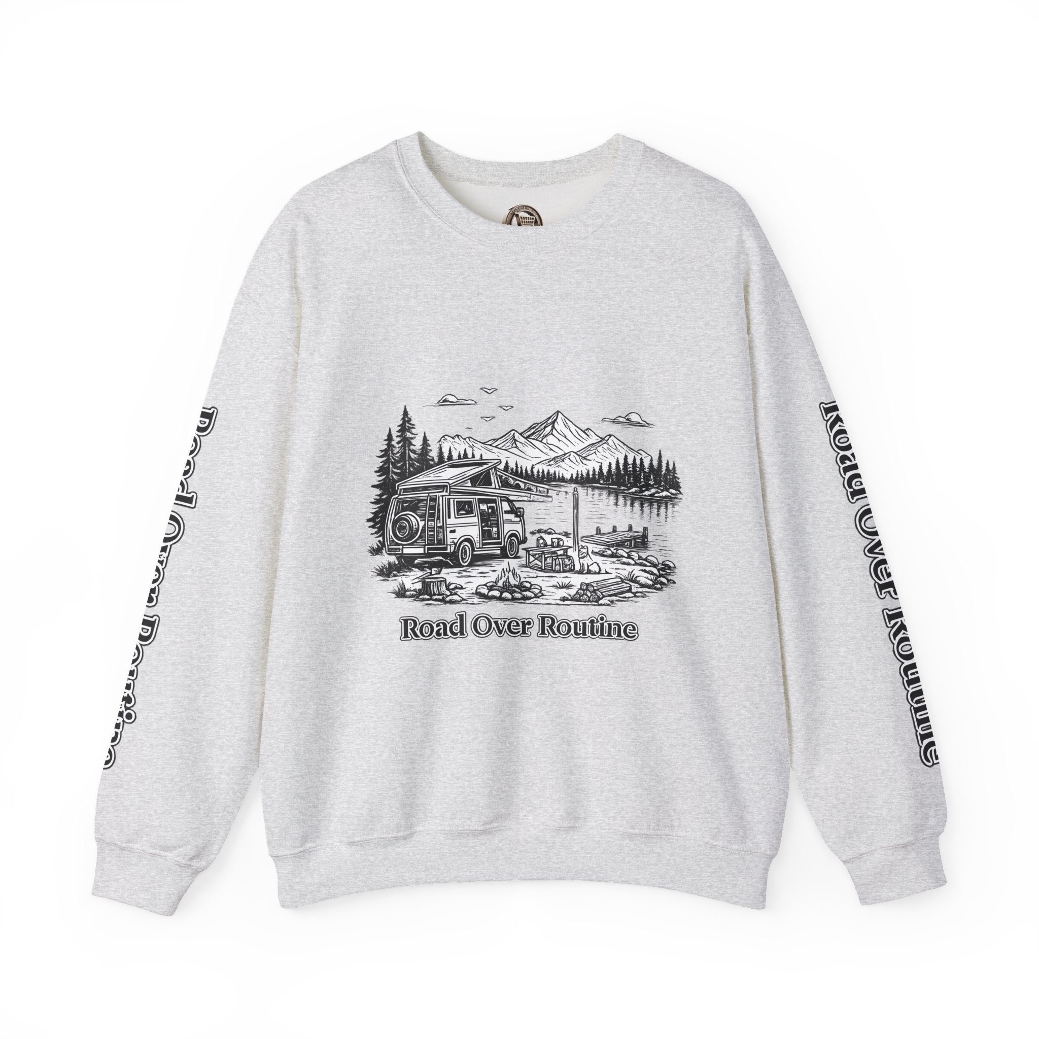 Unisex Heavy Blend™ Crewneck Sweatshirt — "Road Over Routine" Design Minimal-Line