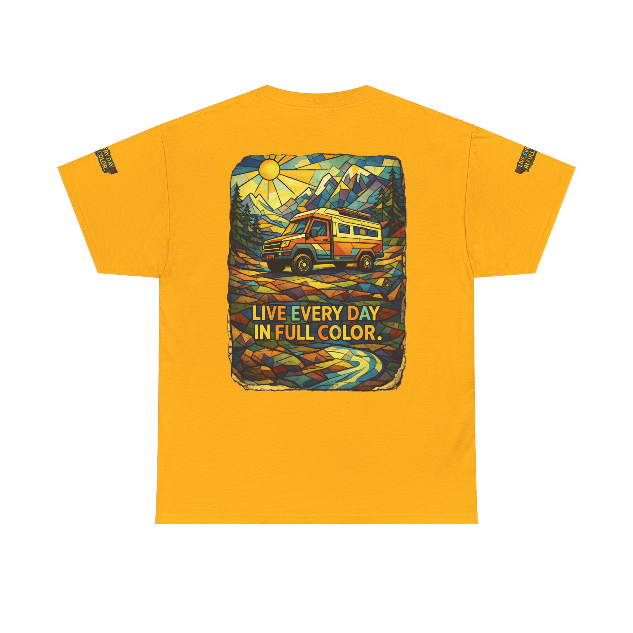 14960682514295513003_2048.jpeg Unisex Heavy Cotton Tee — "Live Life Every Day In Full Color" Design Cubic-Line