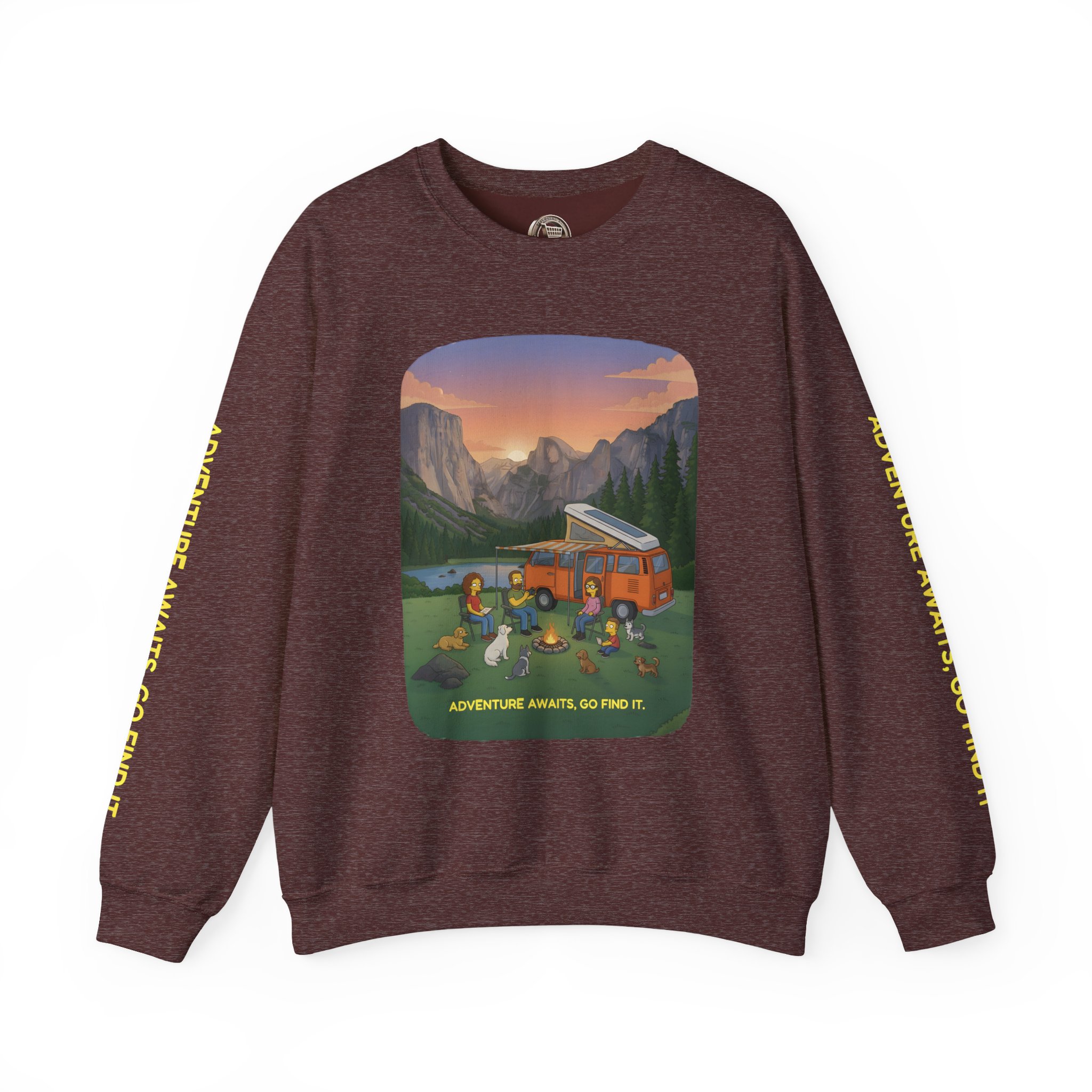 Unisex Heavy Blend™ Crewneck Sweatshirt — "Adventure Awaits-Go Find It"" Design Sitcom-Line