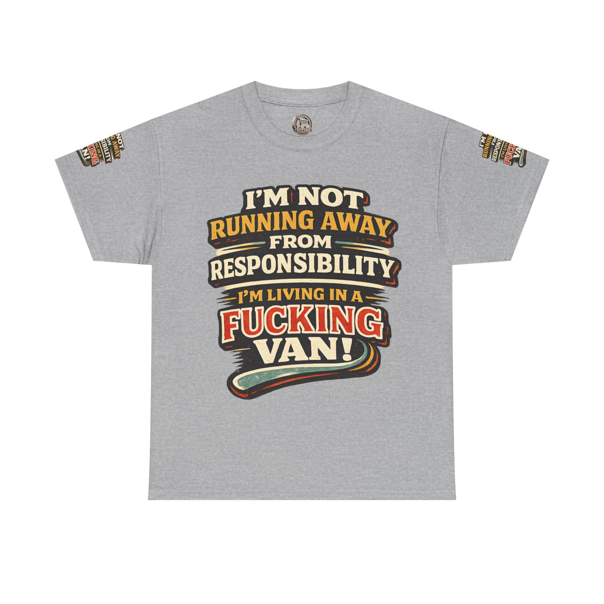 Unisex Heavy Cotton Tee — "I`m Not running Away" Design F**K-Line