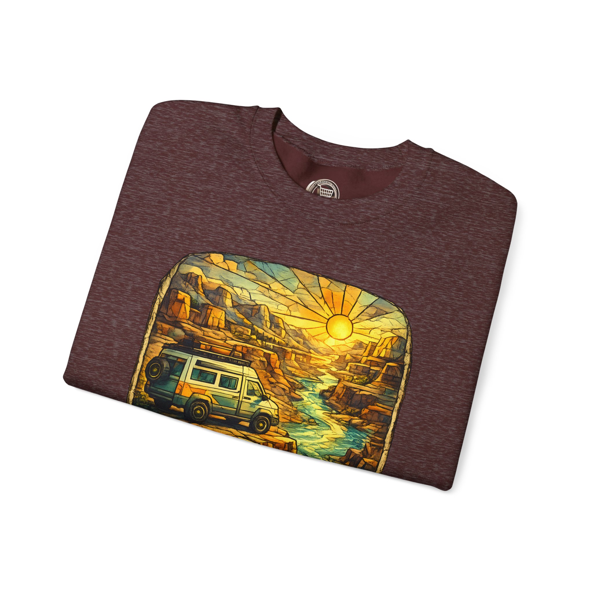 Unisex Heavy Blend™ Crewneck Sweatshirt — "Chase The Sunset" Design Cubic-Line