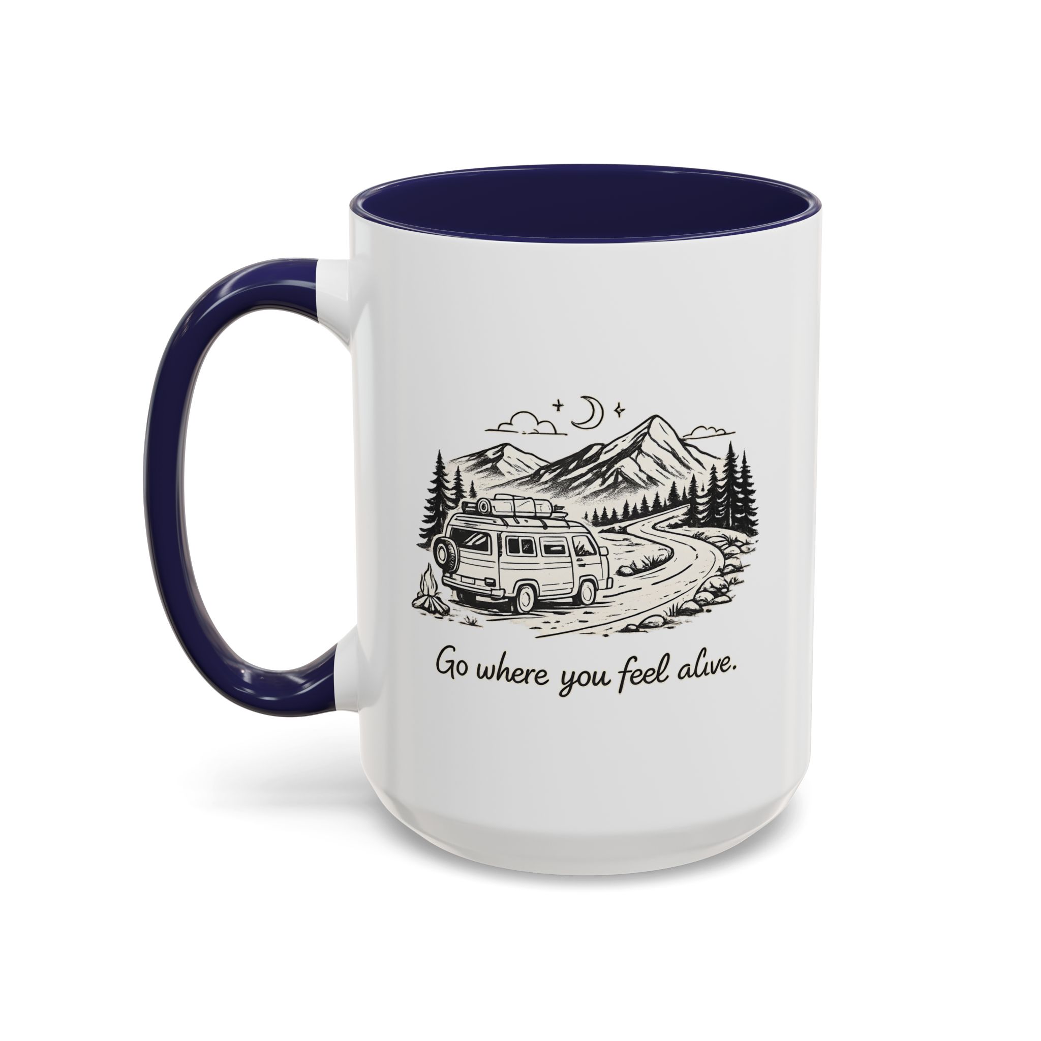 Accent Coffee Mug (11, 15oz) — "Go Where You Feel Alive" Design Minimal-Line