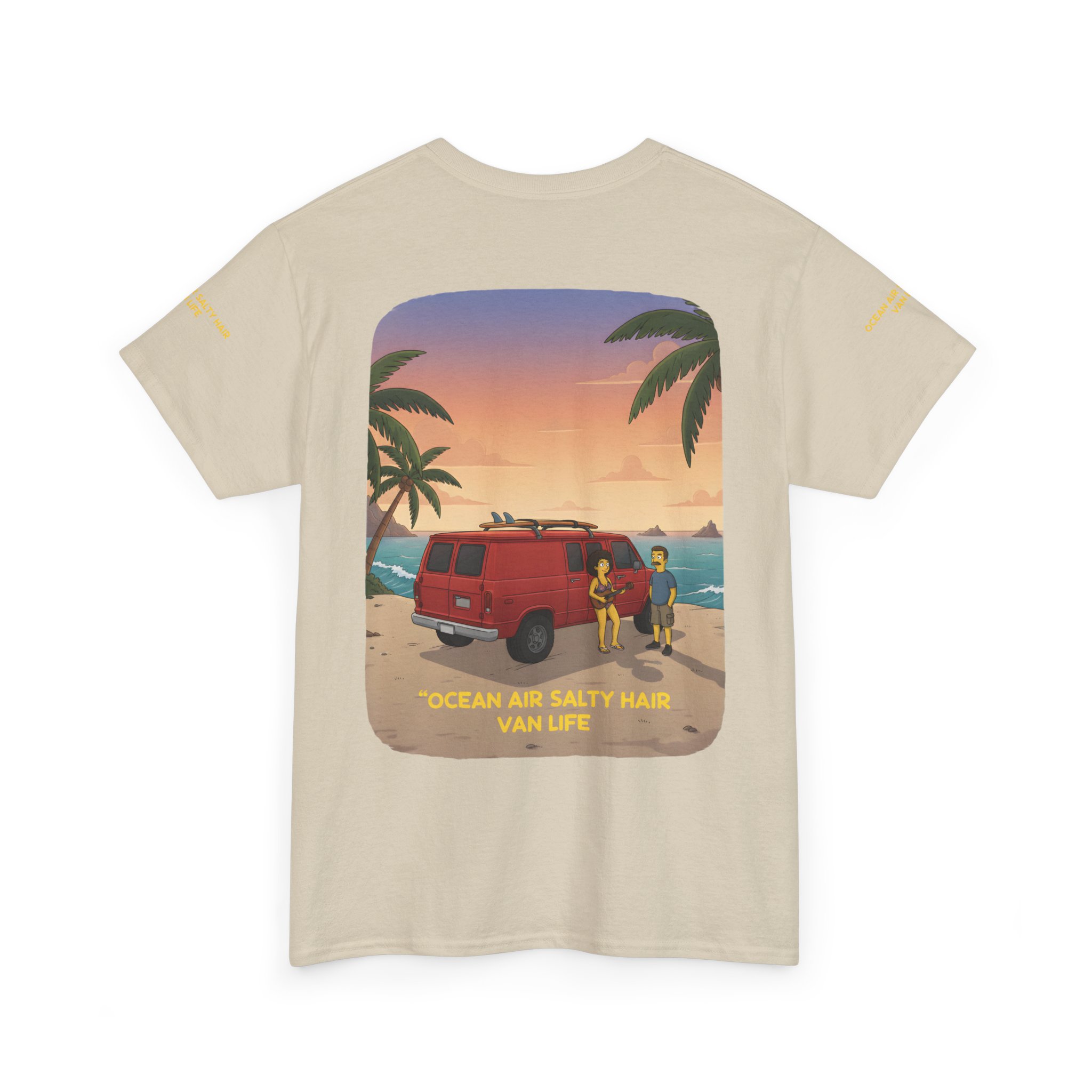 Unisex Heavy Cotton Tee — "Ocean Air Salty Hair Van Life" Design Sitcom-Line