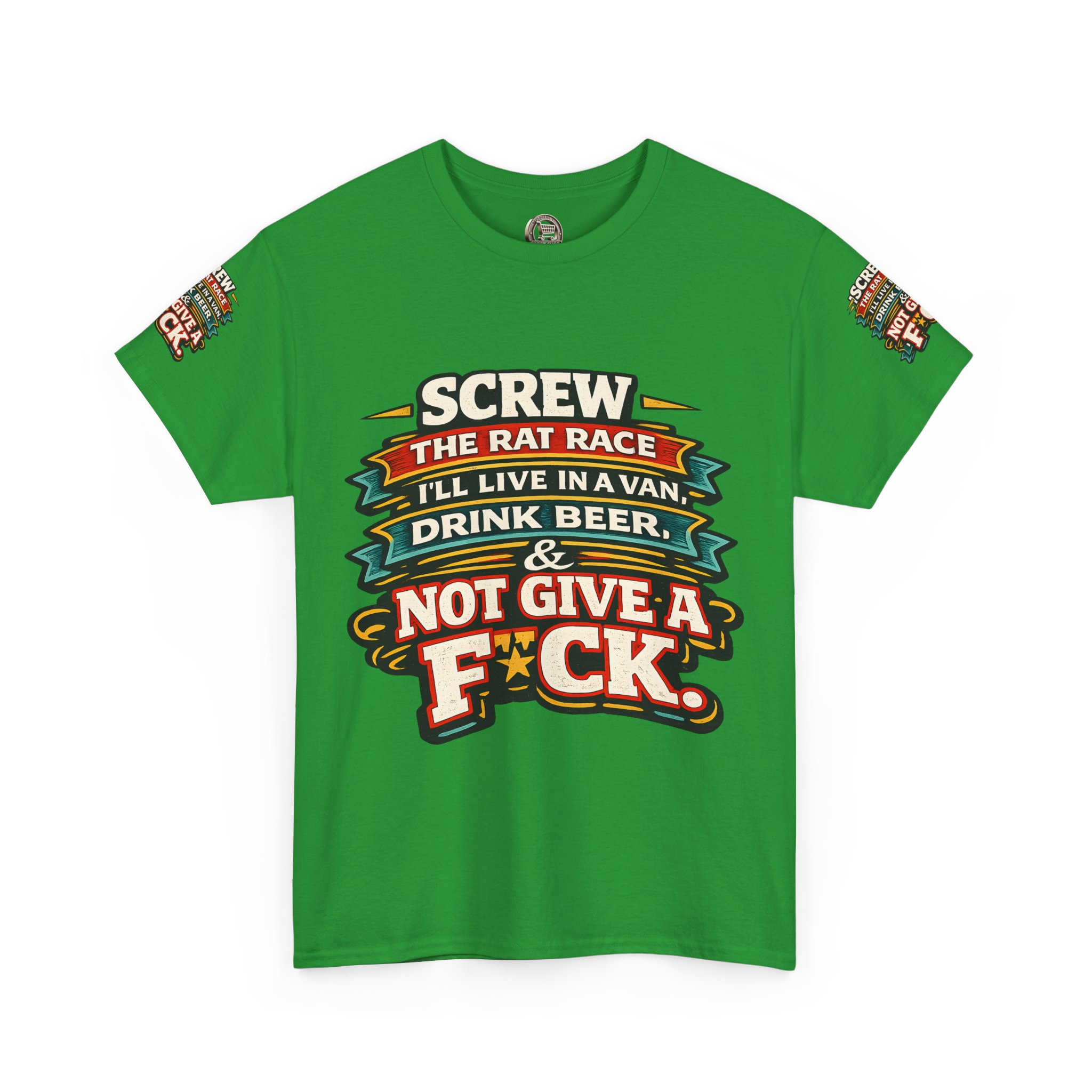 Unisex Heavy Cotton Tee — "Screw The Rat Race" Design F**K-Line
