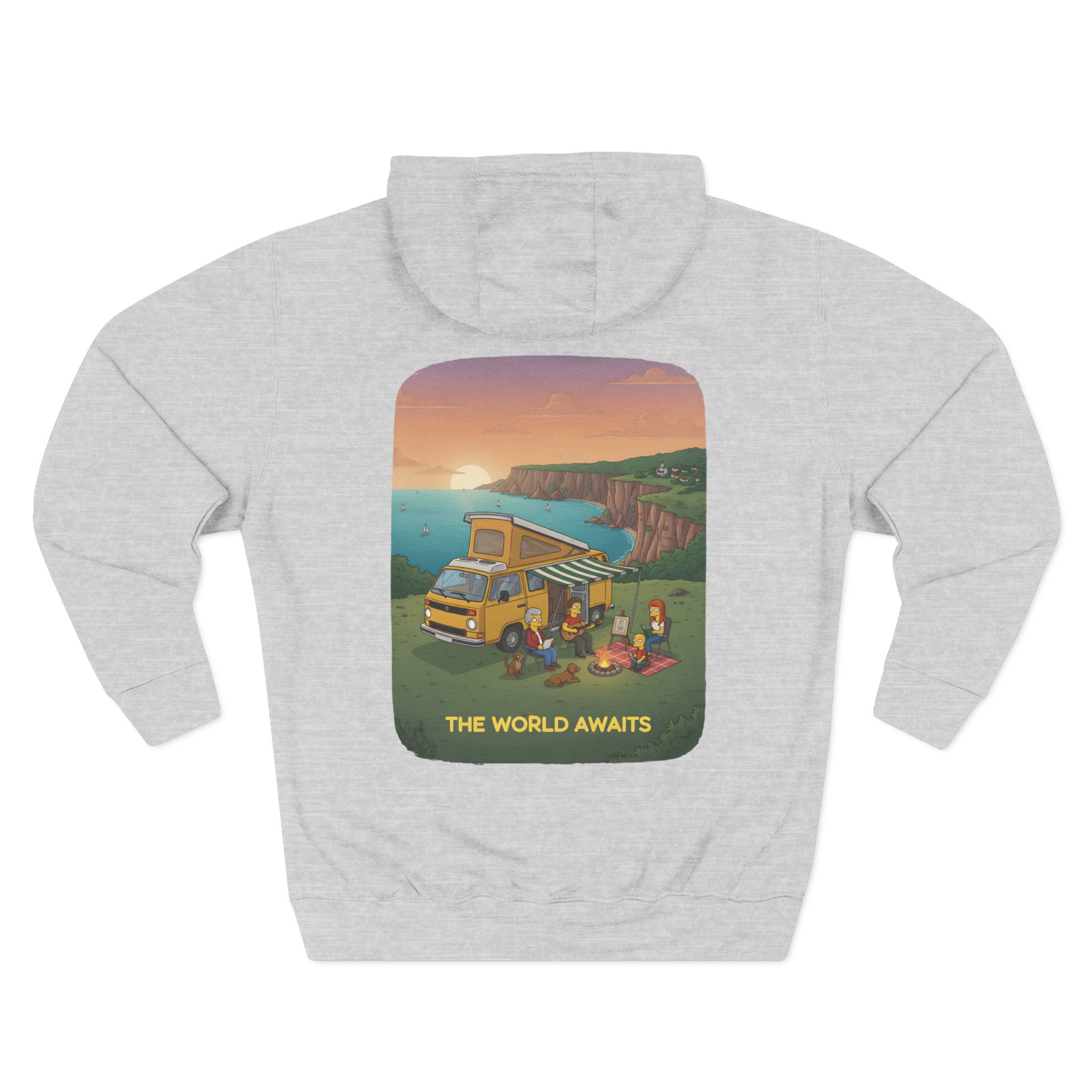 Three-Panel Fleece Hoodie - "The World Awaits" Design Sitcom-Line