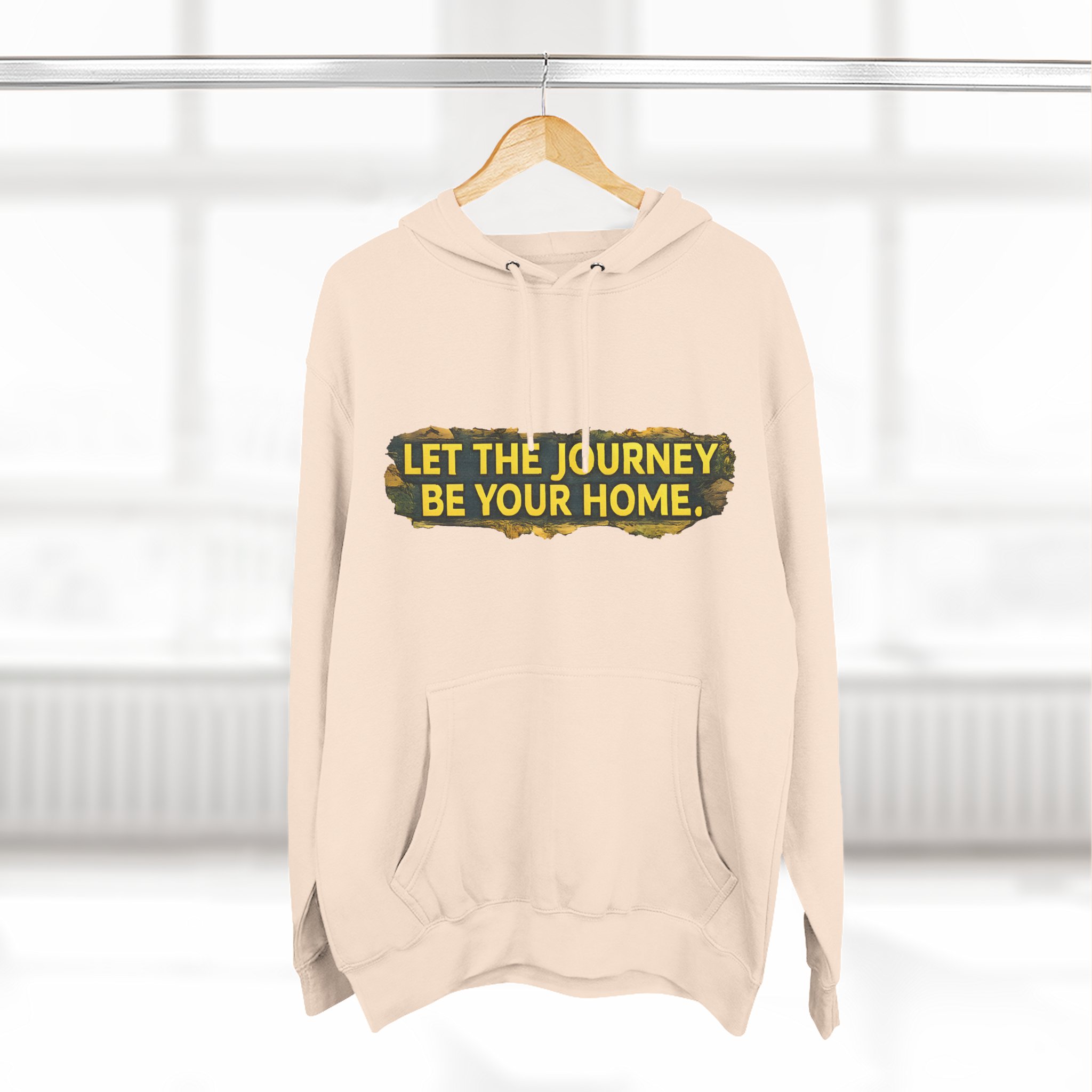 Three-Panel Fleece Hoodie - "Let The Journey Be Your Home" Design Cubic-Line