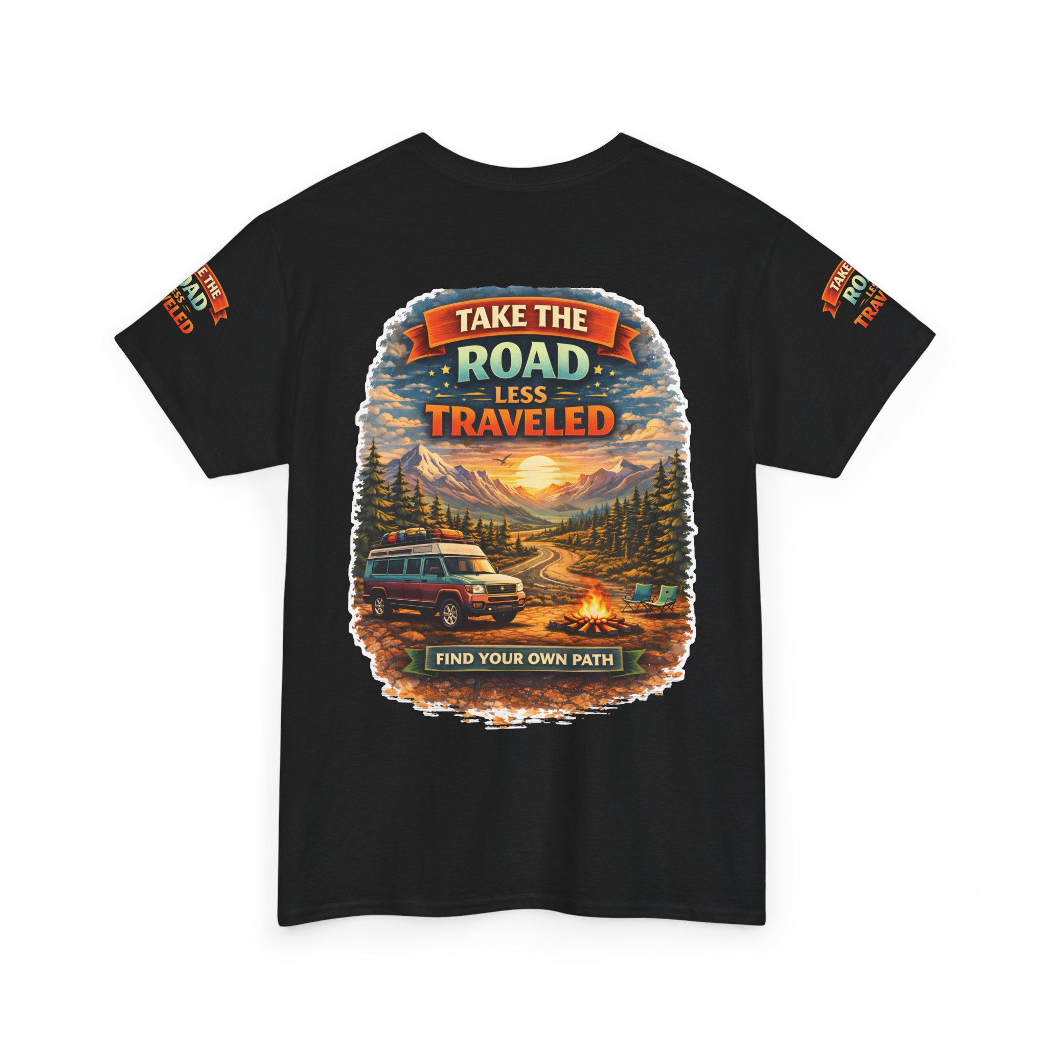 Unisex Heavy Cotton Tee — "Take The Road Less Traveled" Design Scenic-Line