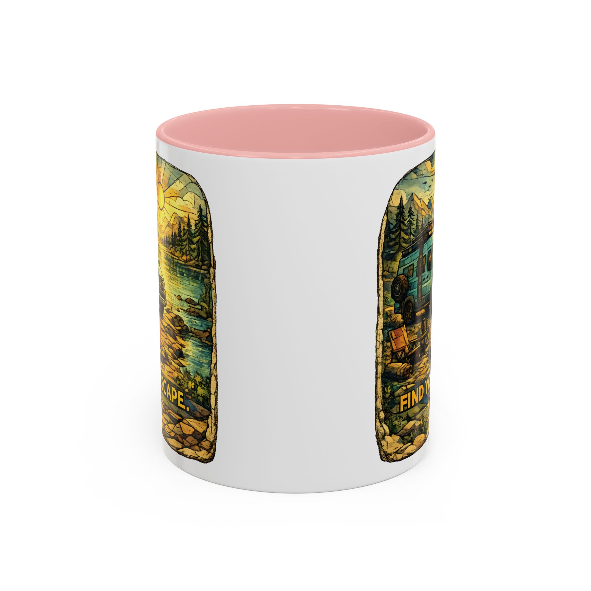 14990450464776300829_2048.jpeg Accent Coffee Mug (11, 15oz) — "Find Your Escape" Design Cubic-Line