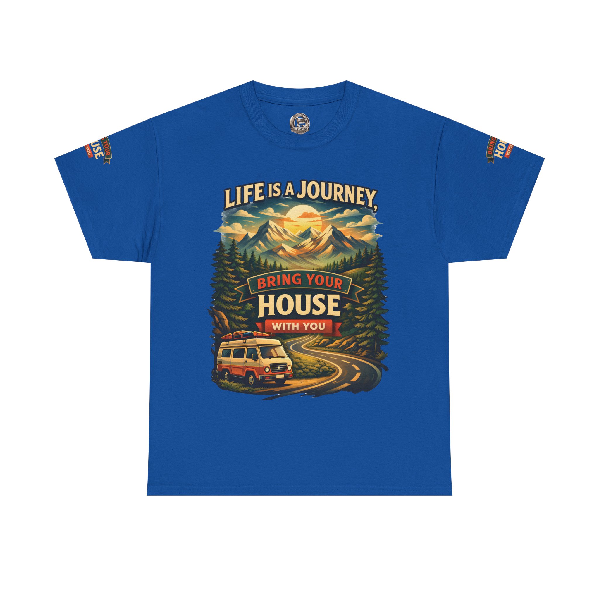 1499305789195177102_2048.jpeg Unisex Heavy Cotton Tee — "Live Is A Journey-Bring Your House With You" Design Scenic-Line