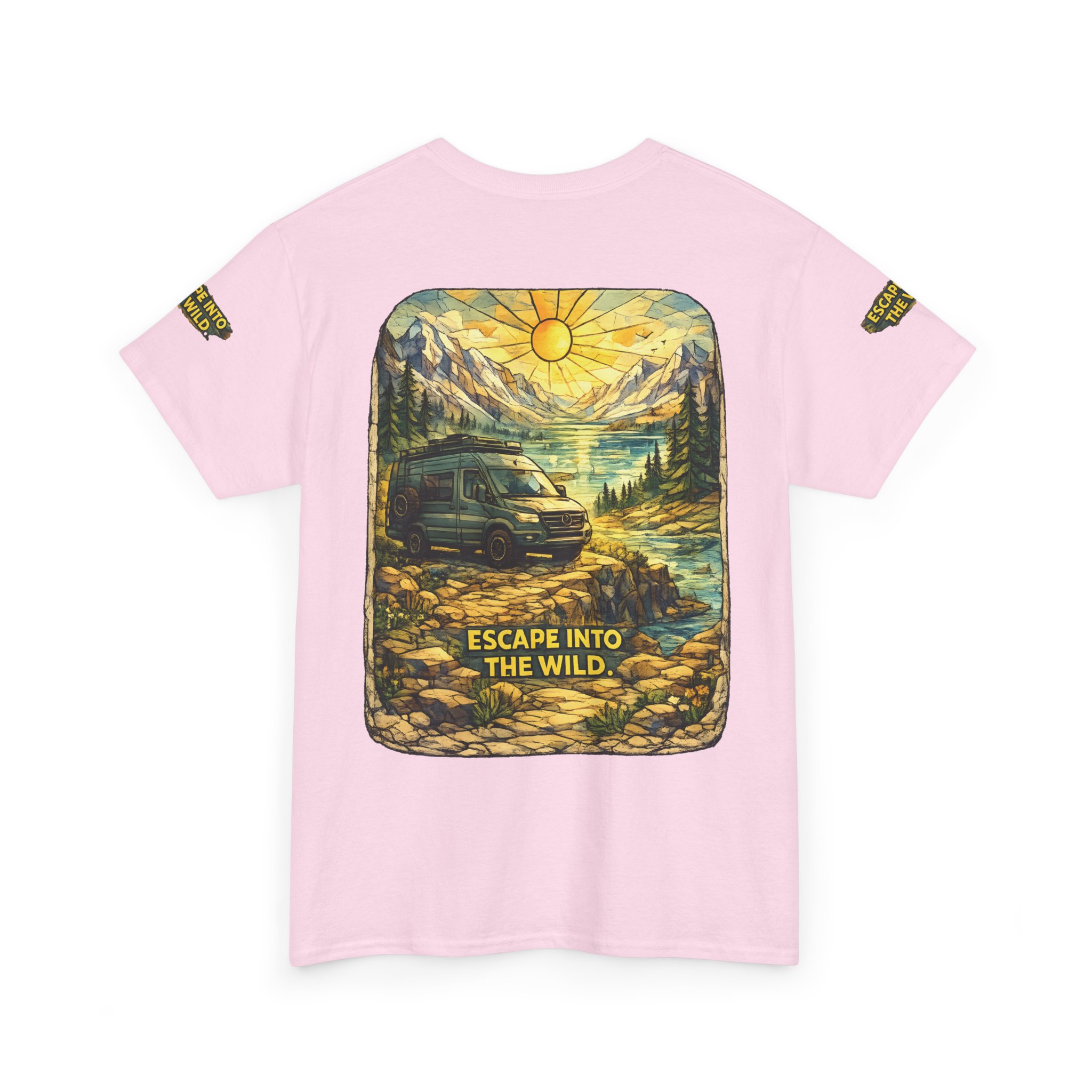 Unisex Heavy Cotton Tee — "Escape Into The Wild" Design Cubic-Line