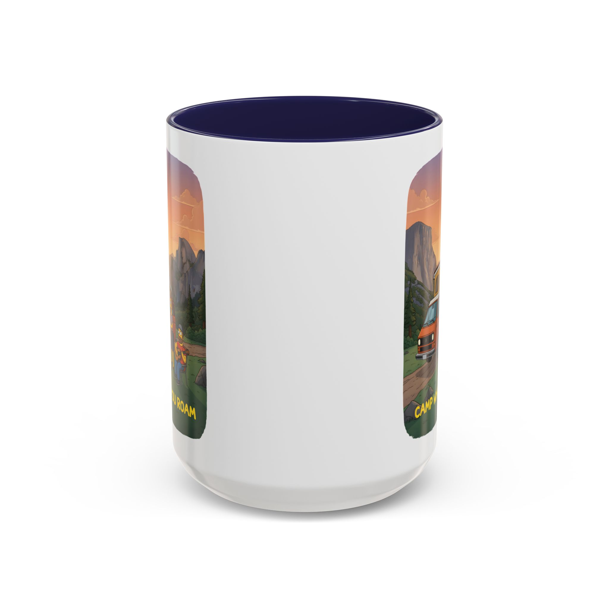Accent Coffee Mug (11, 15oz) — "Camp Where You Roam" Design Sitcom-Line