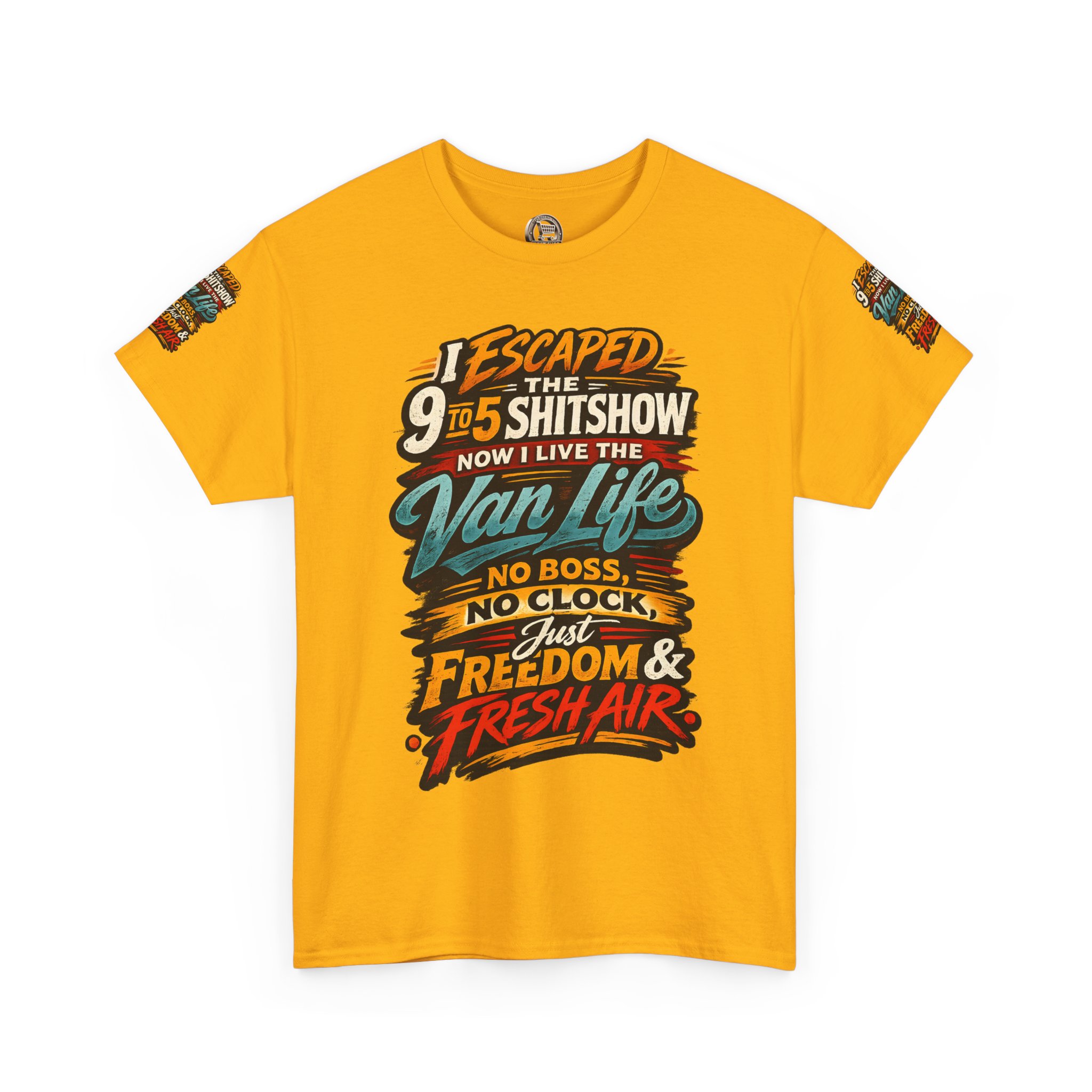 Unisex Heavy Cotton Tee — "I Escaped The 9 To 5" Design F**K-Line