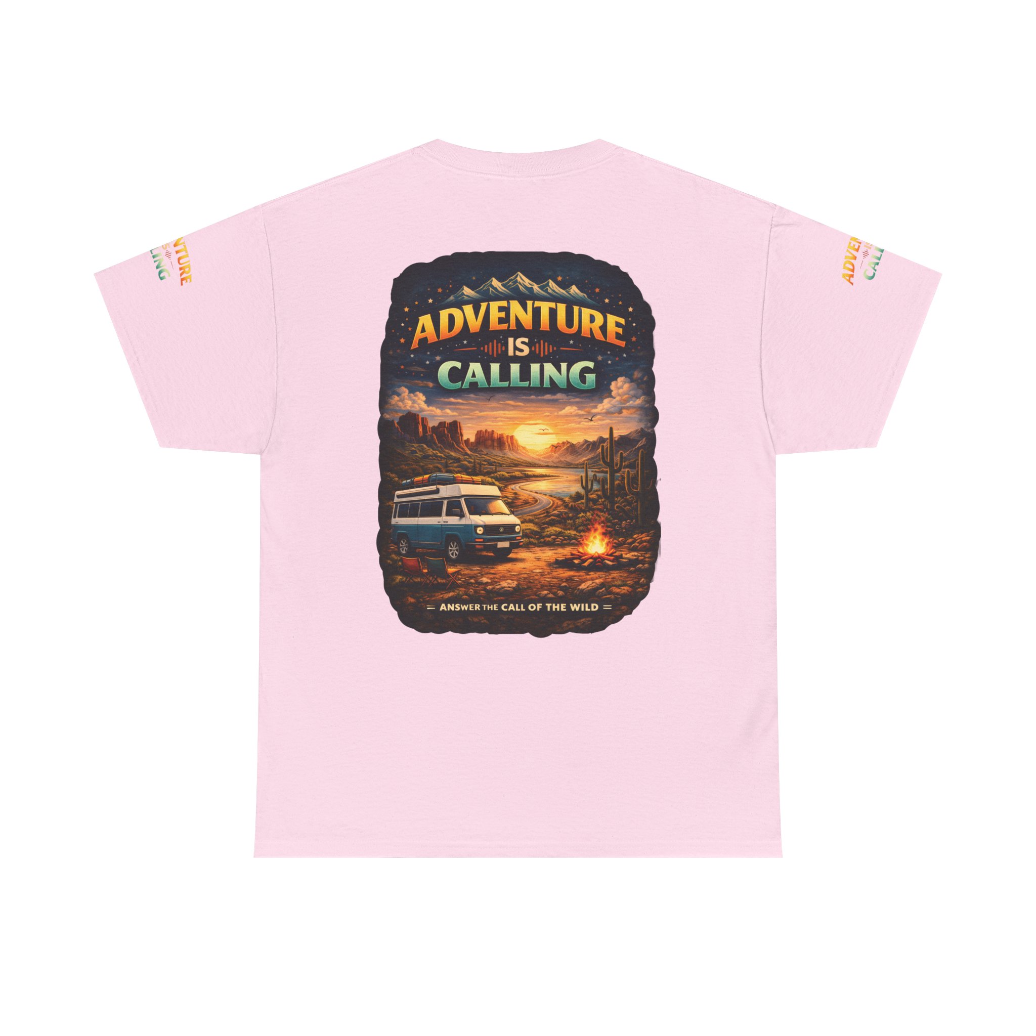 Unisex Heavy Cotton Tee — "Adventure Is Calling" Design Scenic-Line