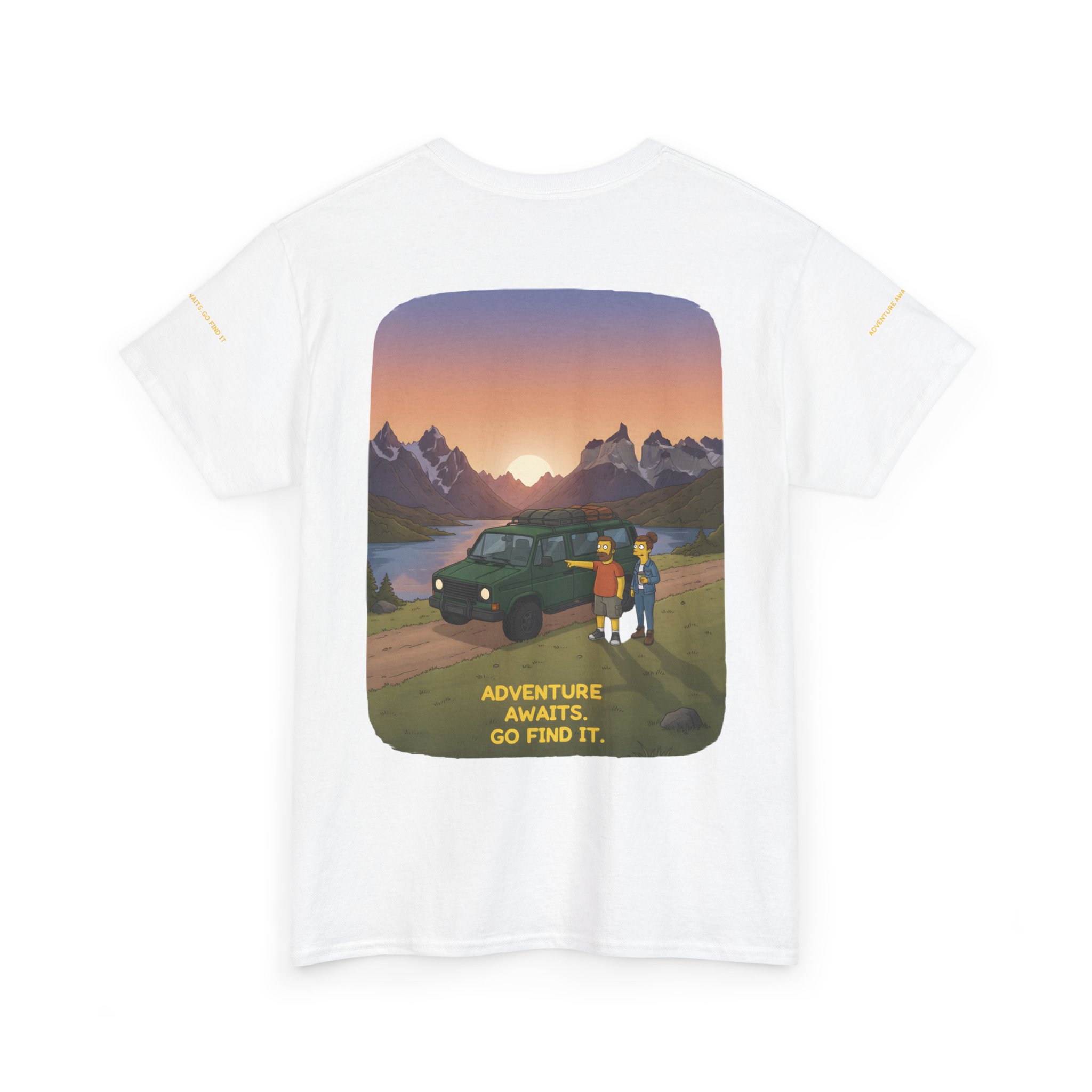 Unisex Heavy Cotton Tee — "Adventure Awaits-Go Find It" Design Sitcom-Line