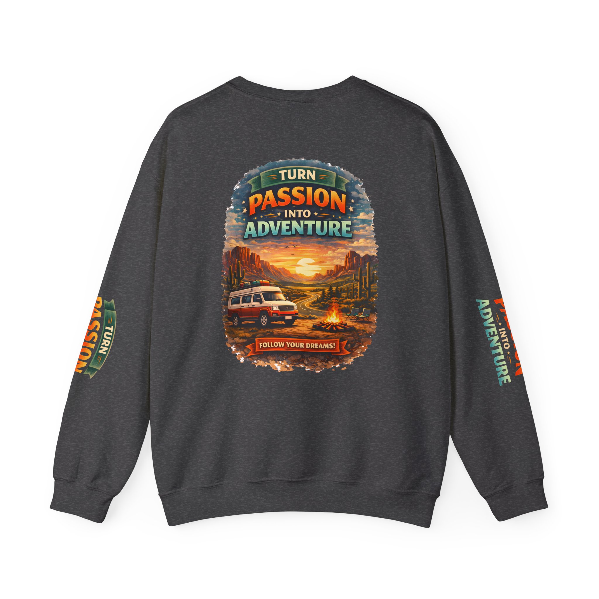 Unisex Heavy Blend™ Crewneck Sweatshirt — "Turn Passion Into Adventure" Design Scenic-Line
