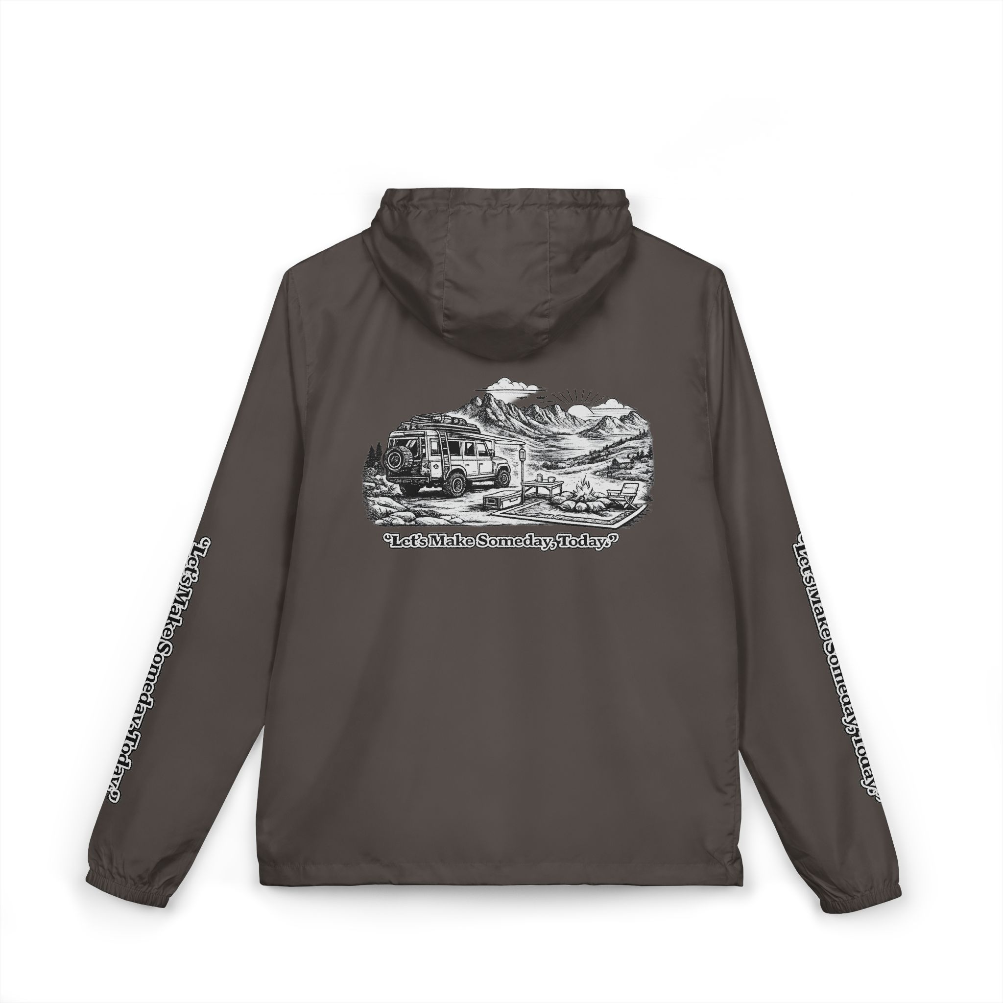 Unisex Full-Zip Windbreaker Jacket — "Lets Make Some Day" (Design "Minimal-Line")