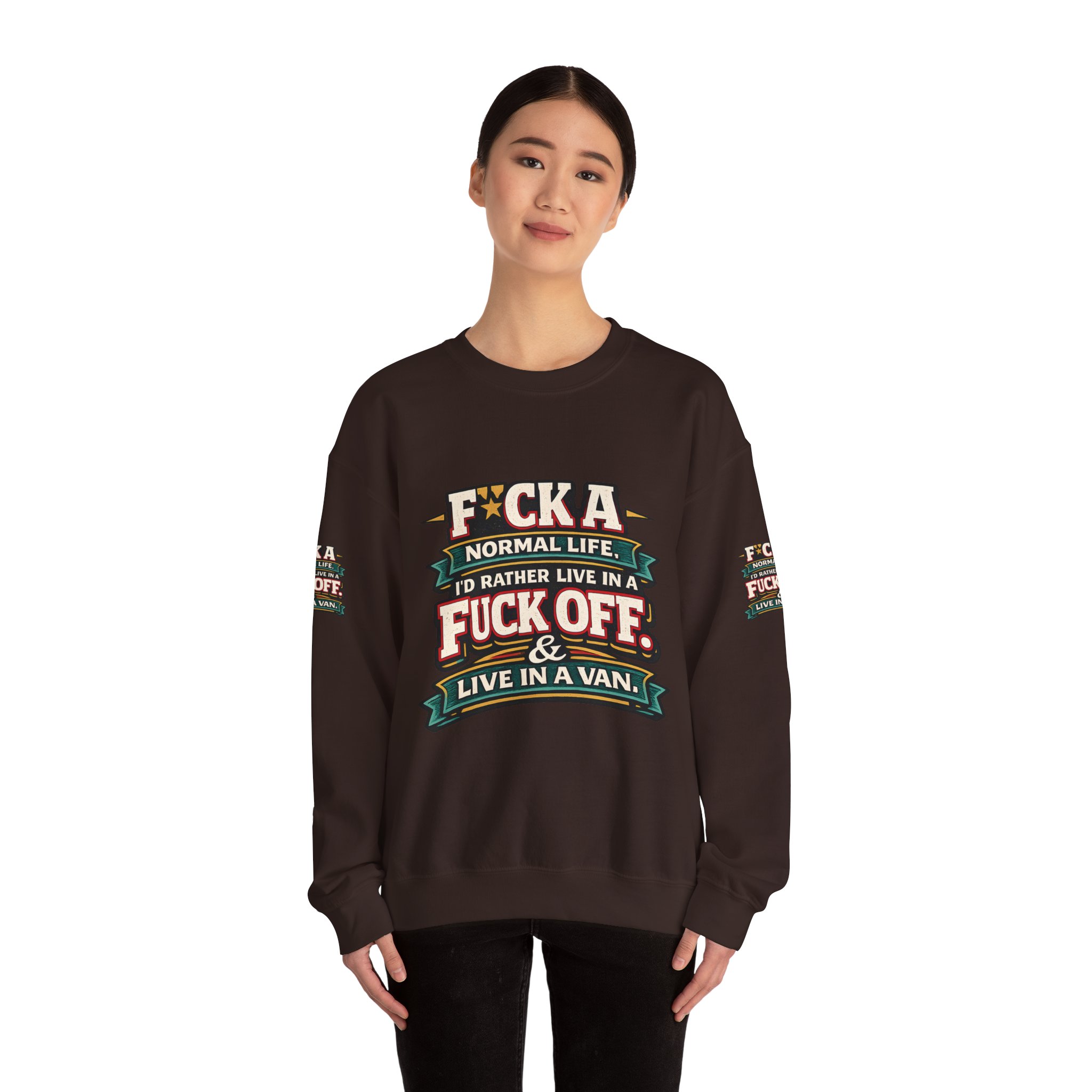 15017349171359782181_2048.jpeg Unisex Heavy Blend™ Crewneck Sweatshirt — "Fuck A Normal Life" Design F**K-Line