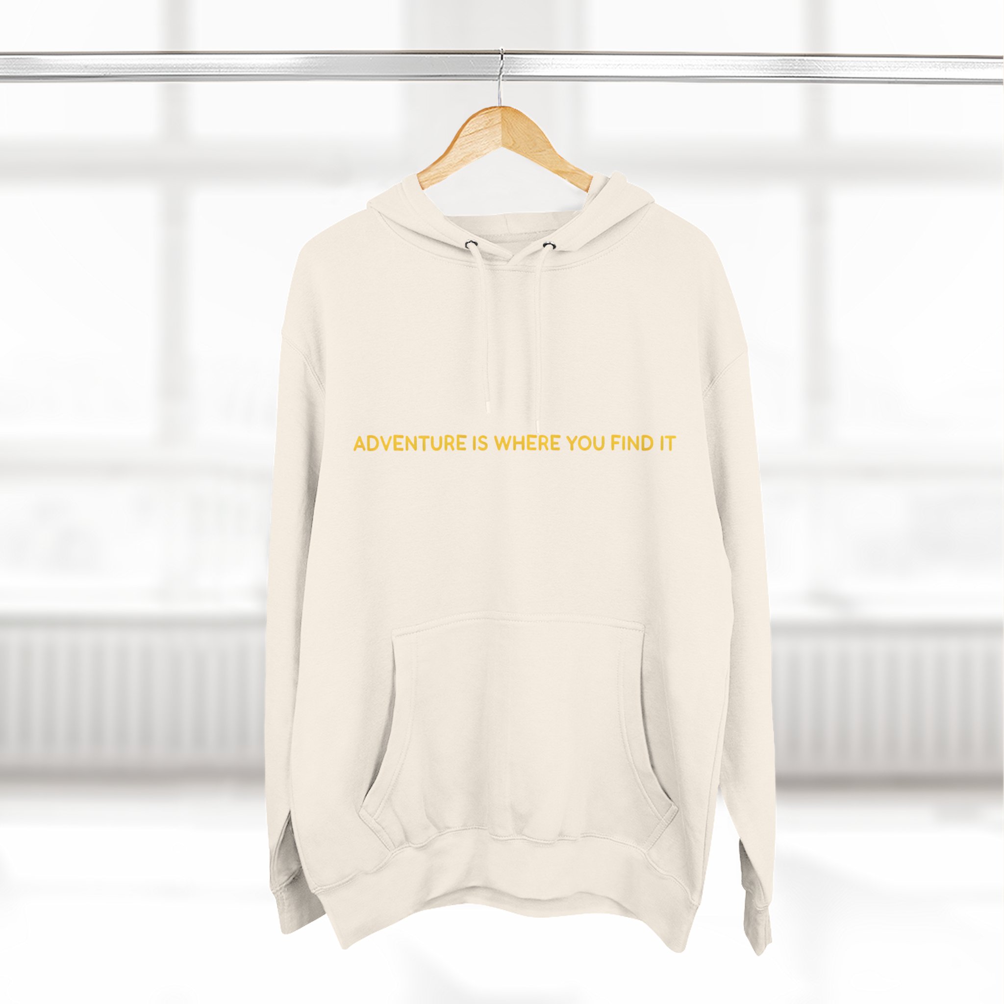 Three-Panel Fleece Hoodie - "Adventure Is Where You Find It" Design Sitcom-Line