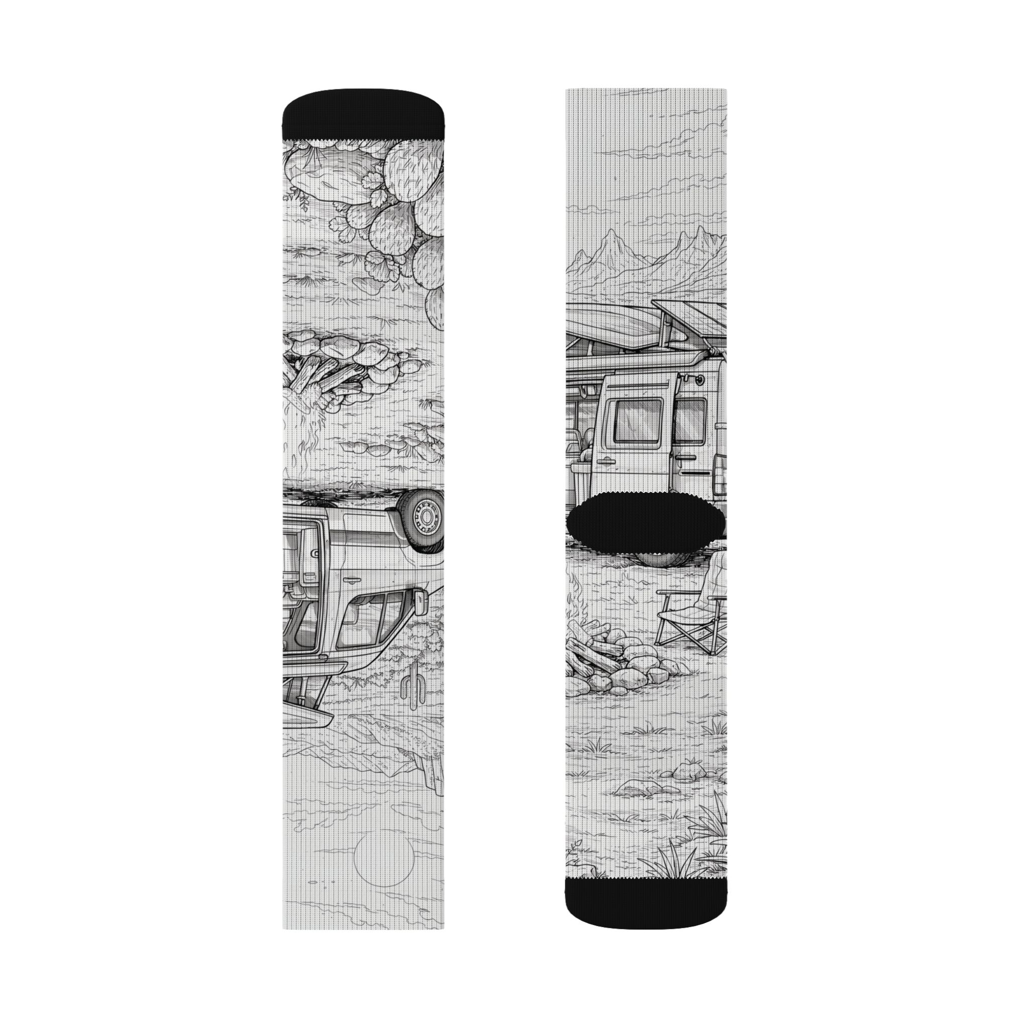 Sublimation Socks — Retro Camper Roadtrip Crew Socks