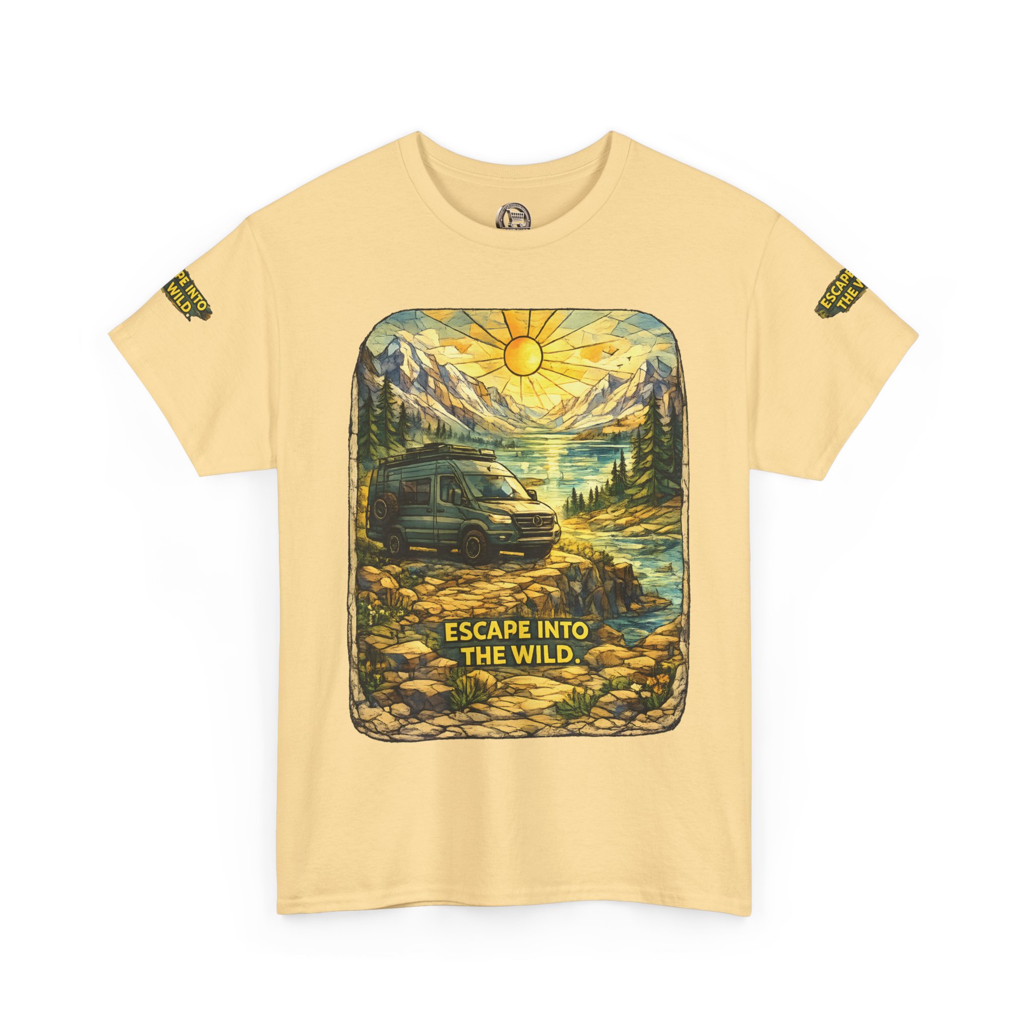 Unisex Heavy Cotton Tee — "Escape Into The Wild" Design Cubic-Line