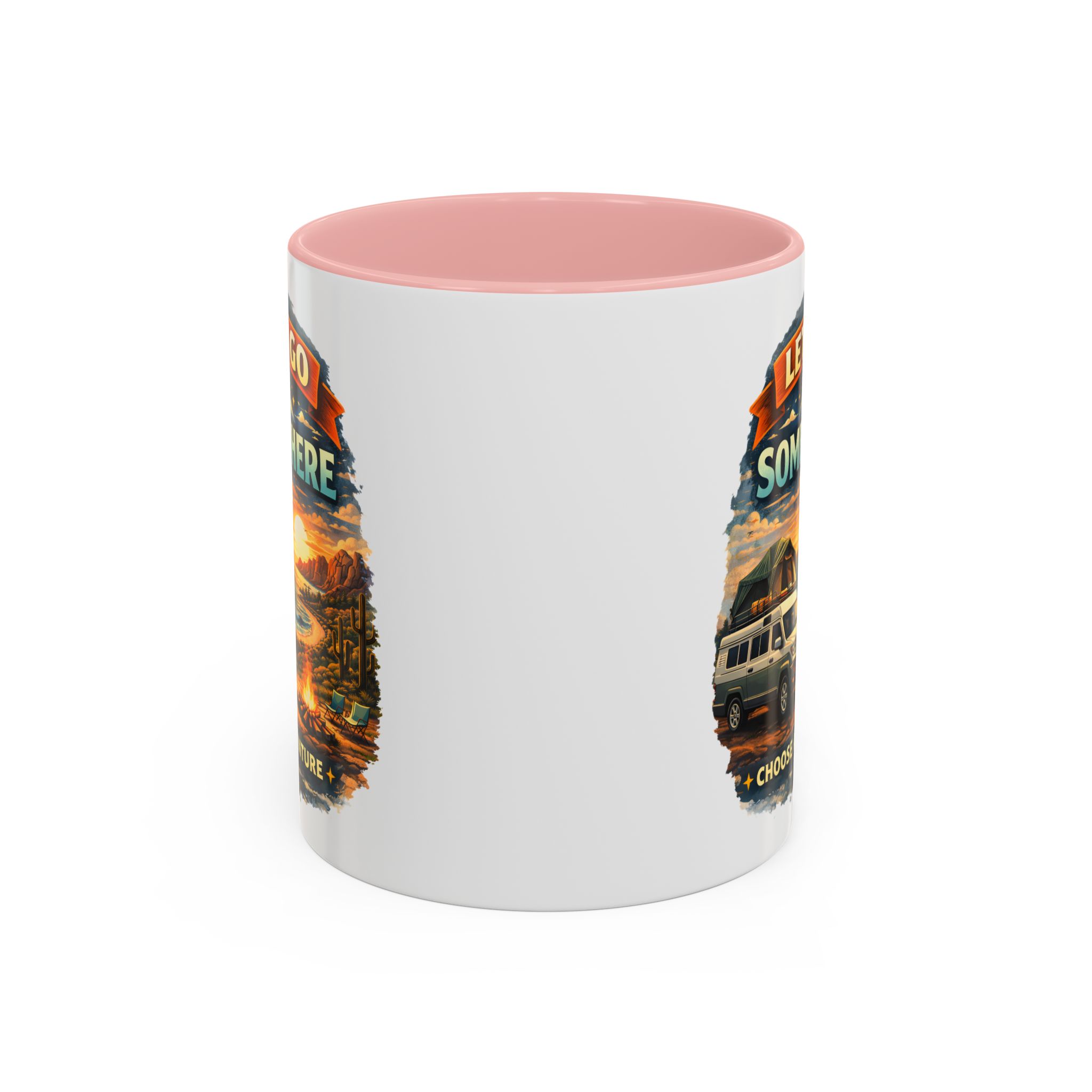 Accent Coffee Mug (11, 15oz) — "Lets Go Somewhere" Design Scenic-Line