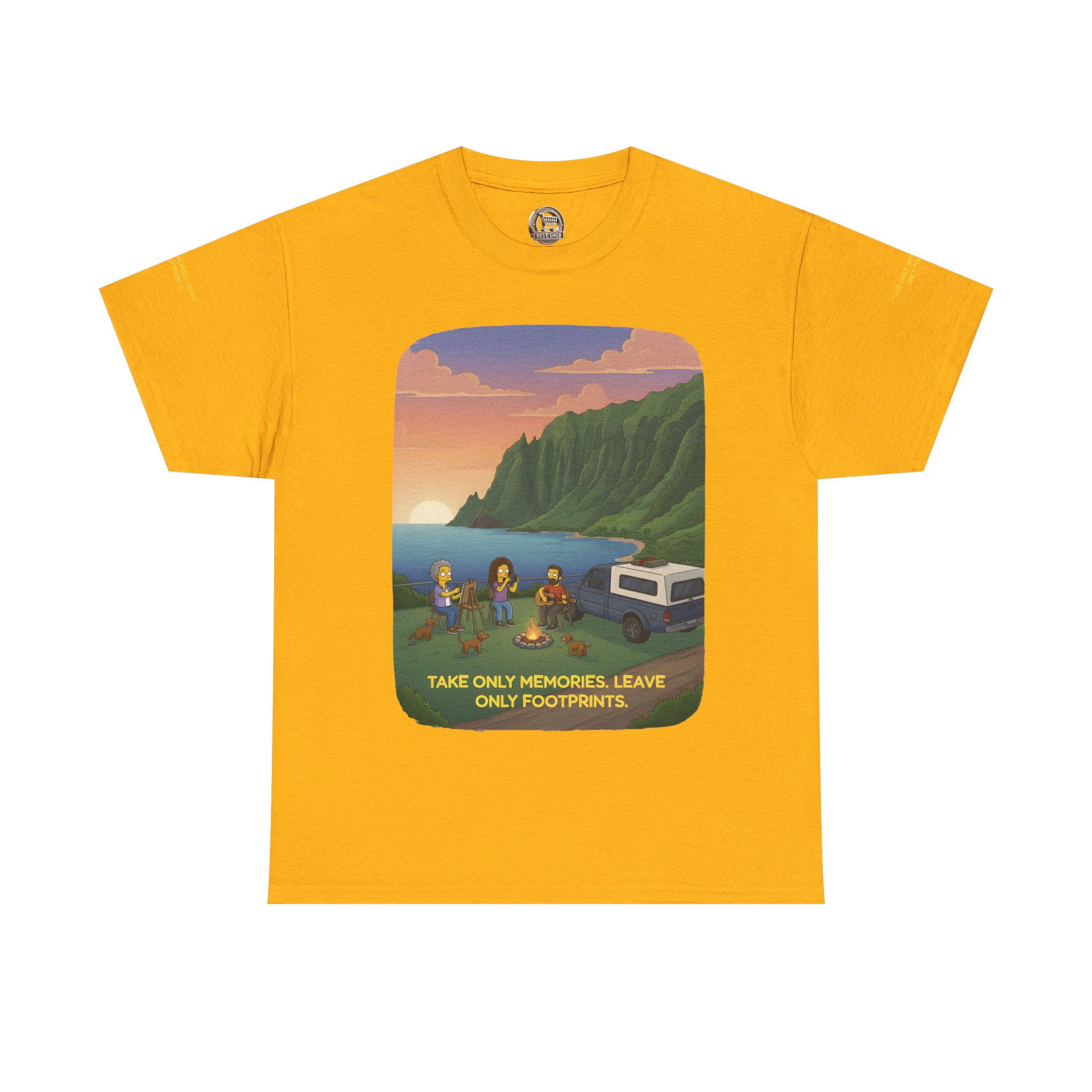 Unisex Heavy Cotton Tee — "Take Only Memories-Leave Only Footprints" Design Sitcom-Line