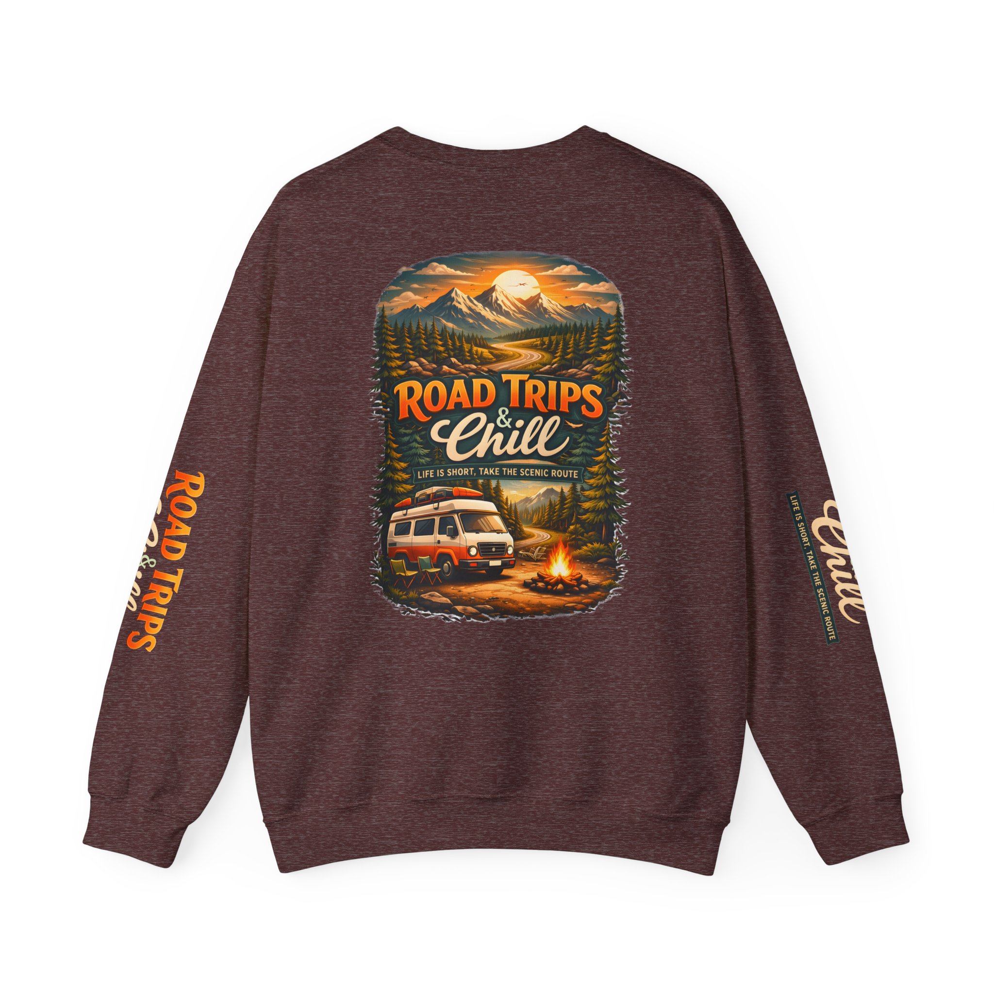 15036909405692035320_2048.jpeg Unisex Heavy Blend™ Crewneck Sweatshirt — "Road Trips & Chill" Design Scenic-Line