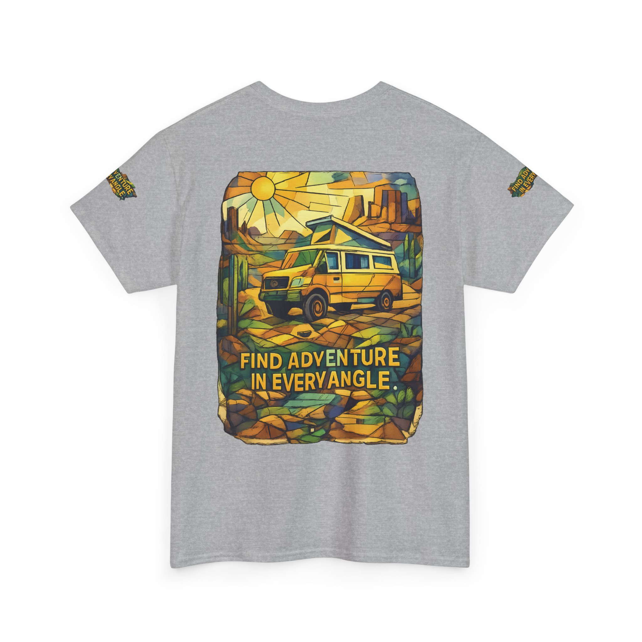 Unisex Heavy Cotton Tee — "Find Adventure In Every Corner" Design Cubic-Line